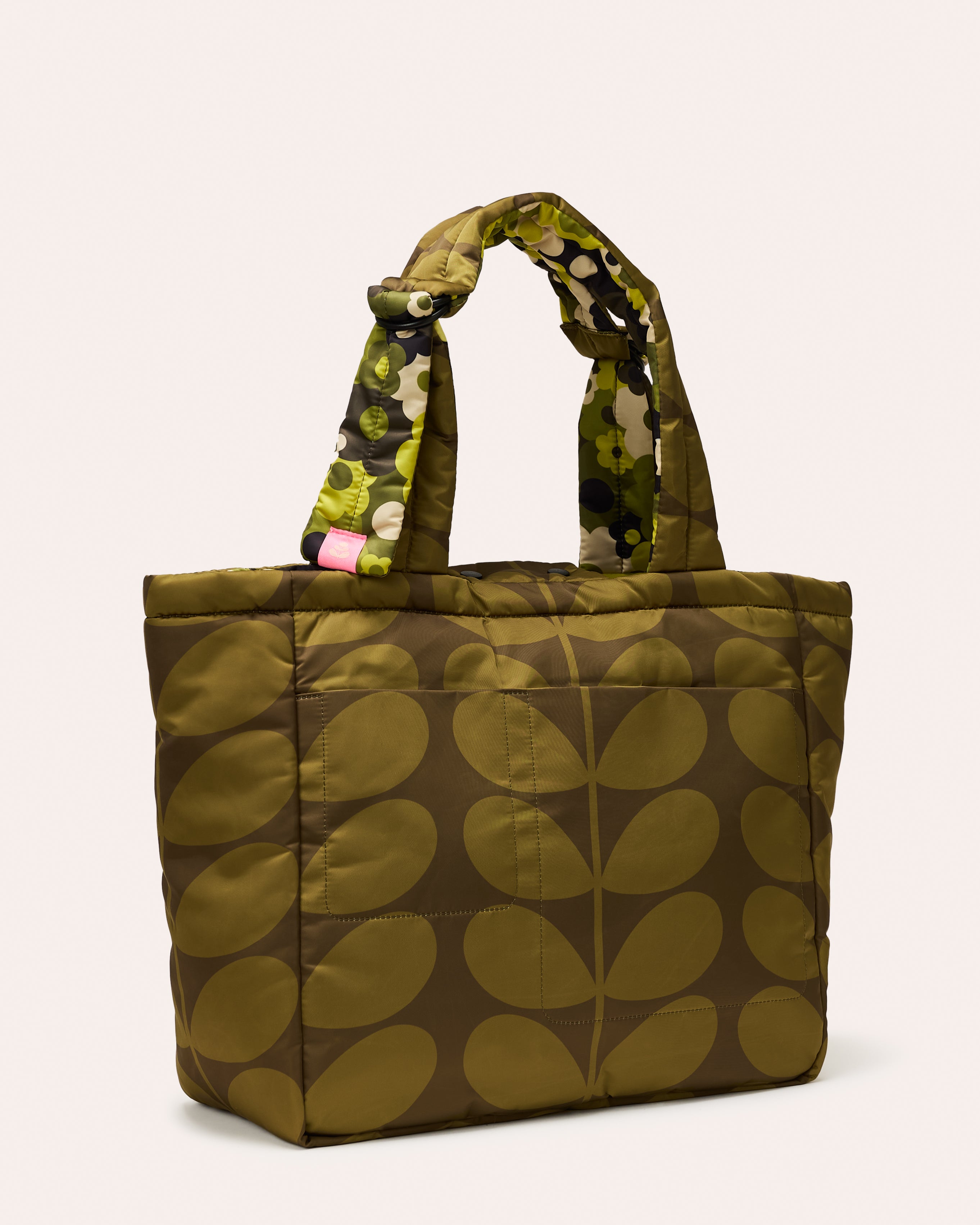Reversible Puffy Tote - Solid Stem Khaki and Fern