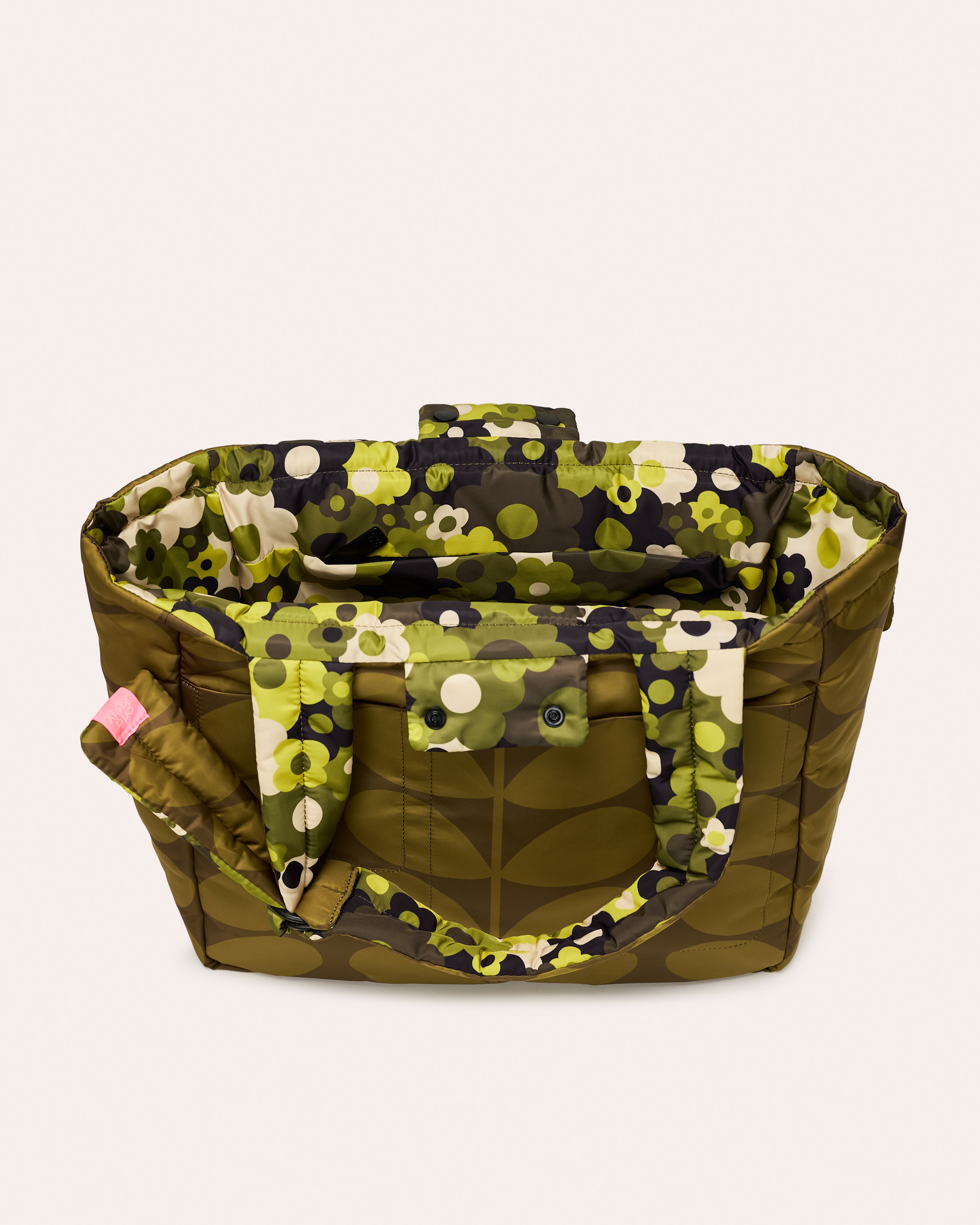 Reversible Puffy Tote - Solid Stem Khaki and Fern