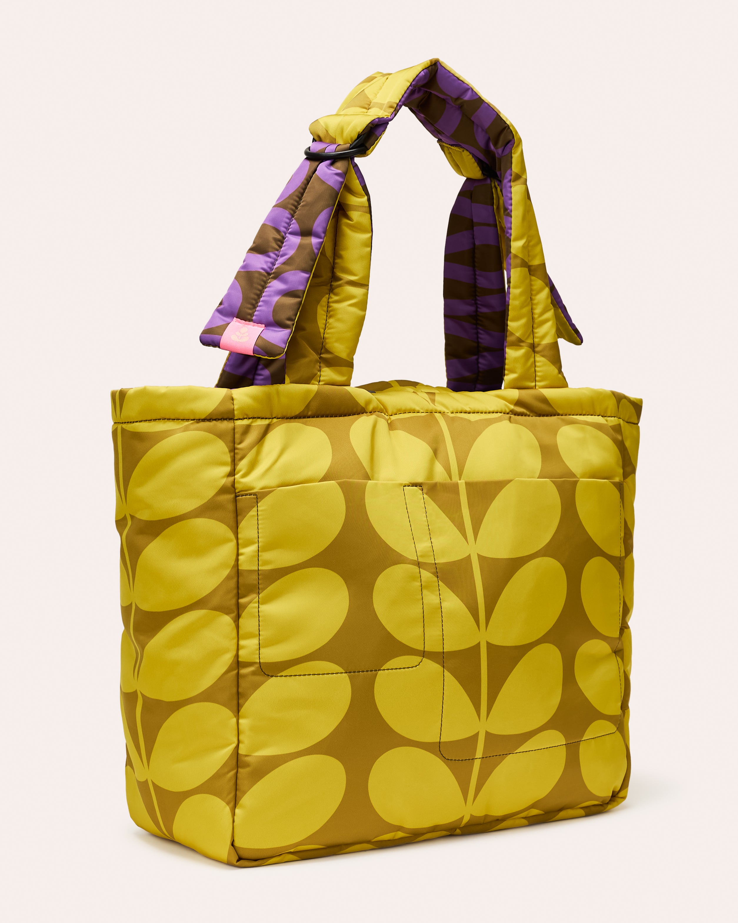 Reversible Puffy Tote - Solid Stem Gorse and Heather