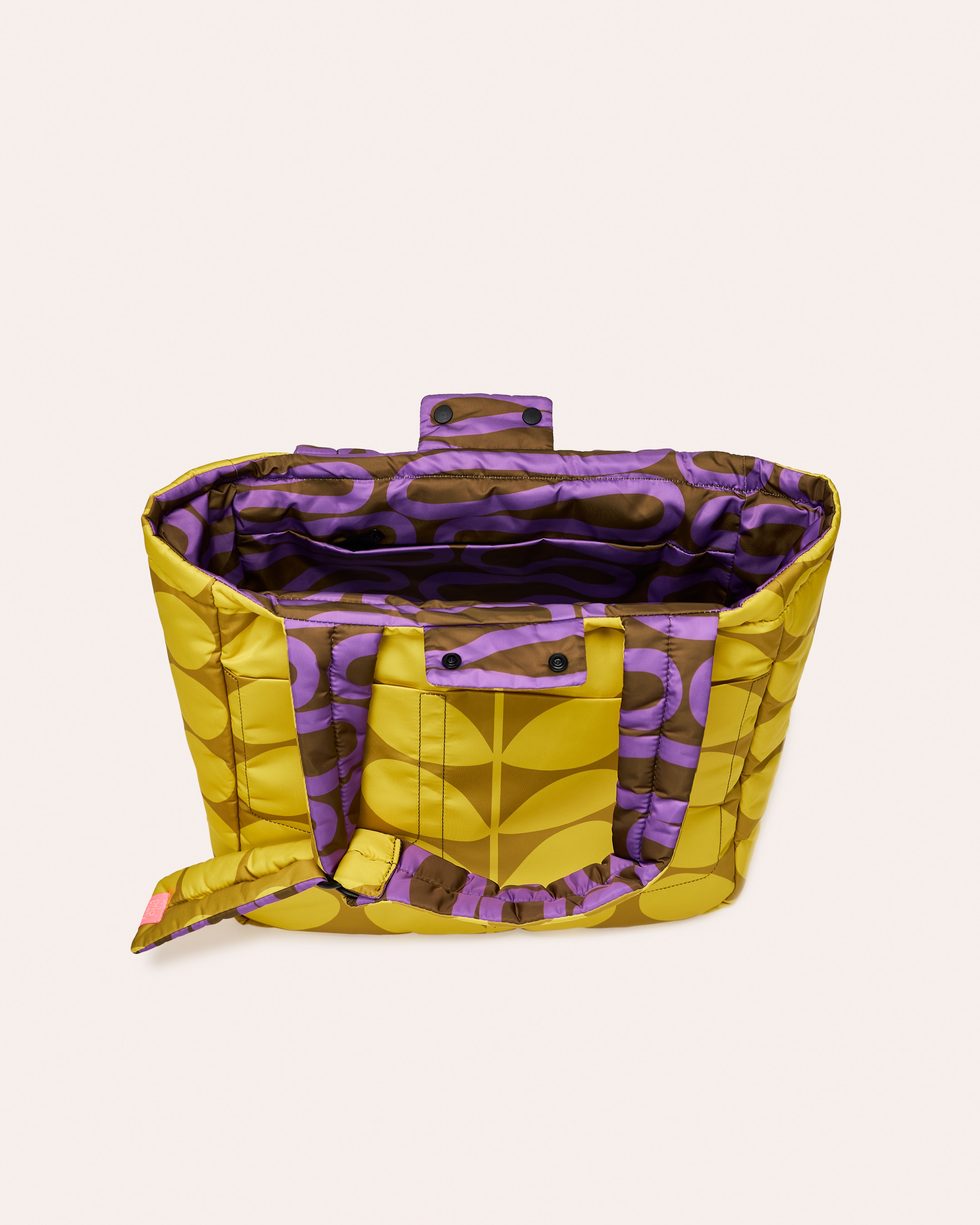 Reversible Puffy Tote - Solid Stem Gorse and Heather