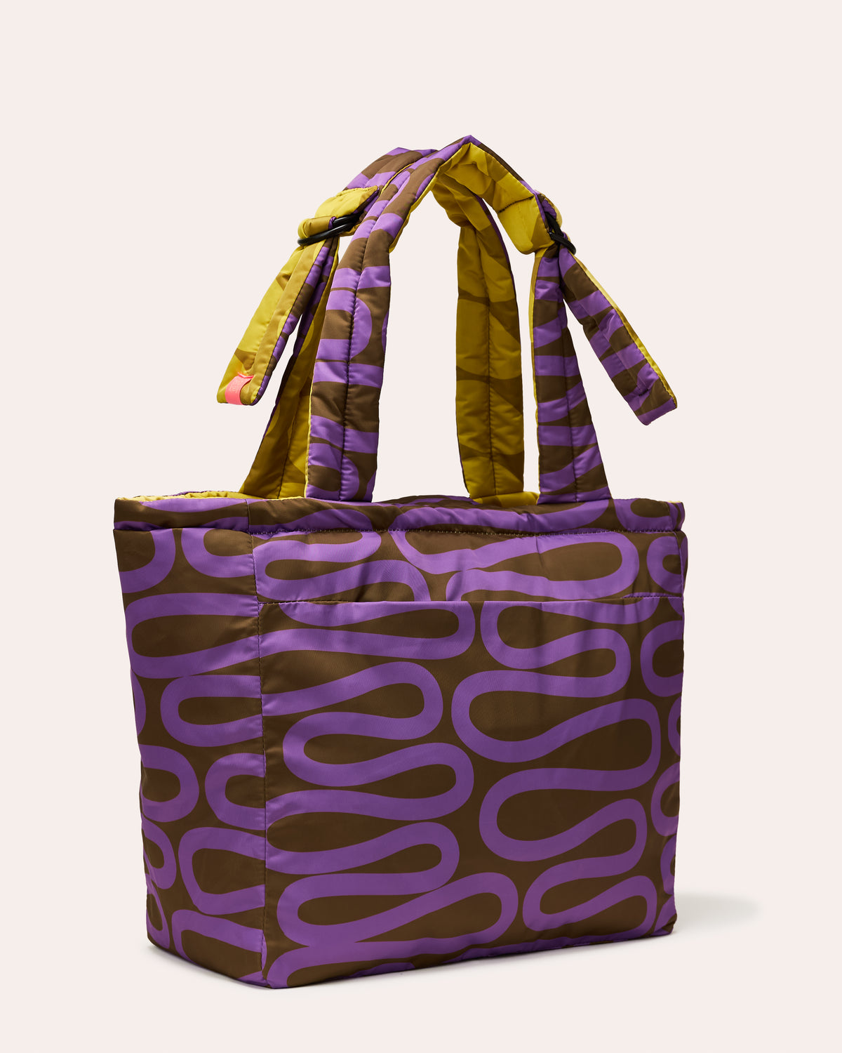 Reversible Puffy Tote - Solid Stem Gorse and Heather