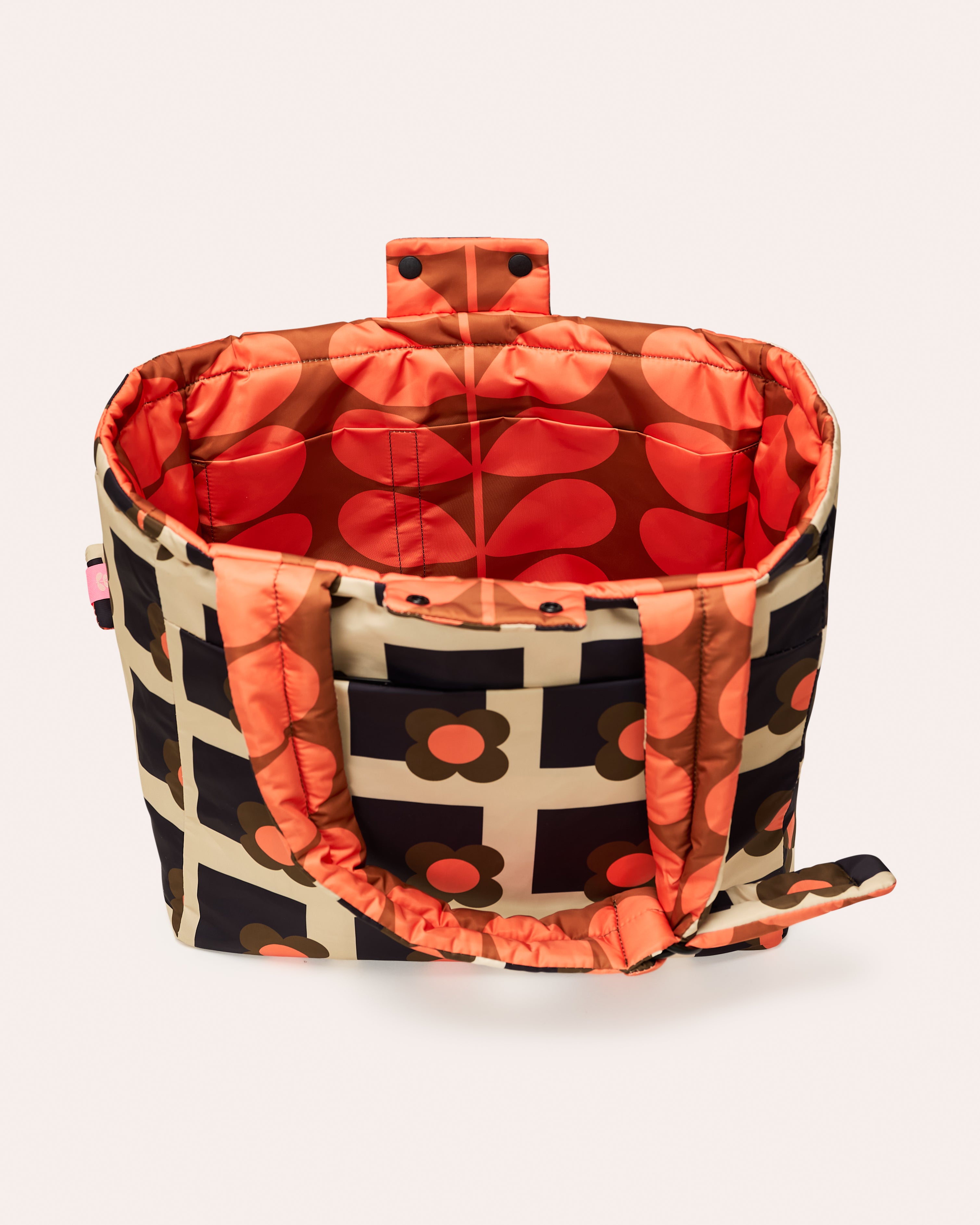 Reversible Puffy Tote - Solid Stem Marmalade and Clementine