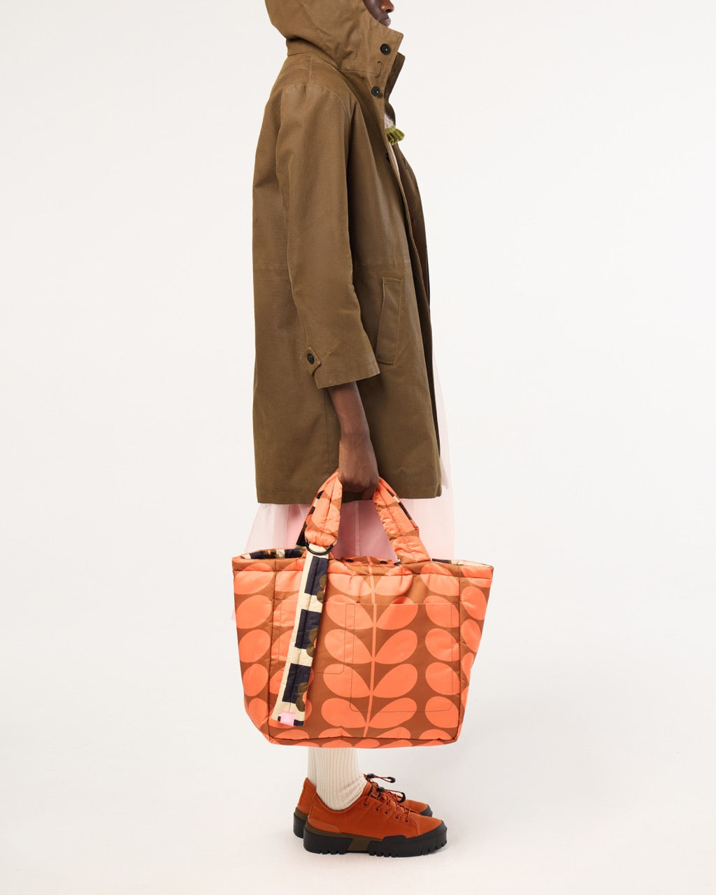 Reversible Puffy Tote - Solid Stem Marmalade and Clementine