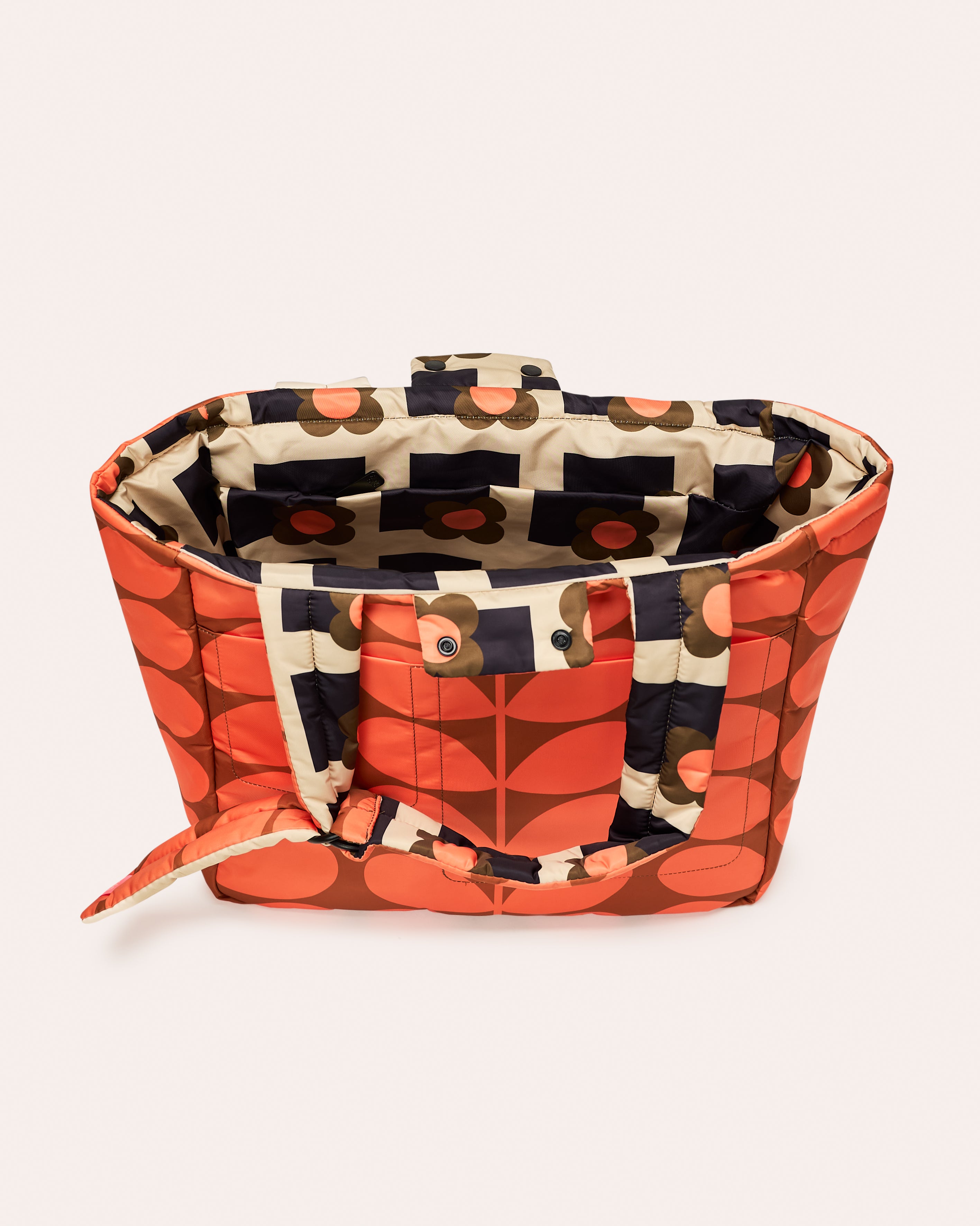 Reversible Puffy Tote - Solid Stem Marmalade and Clementine
