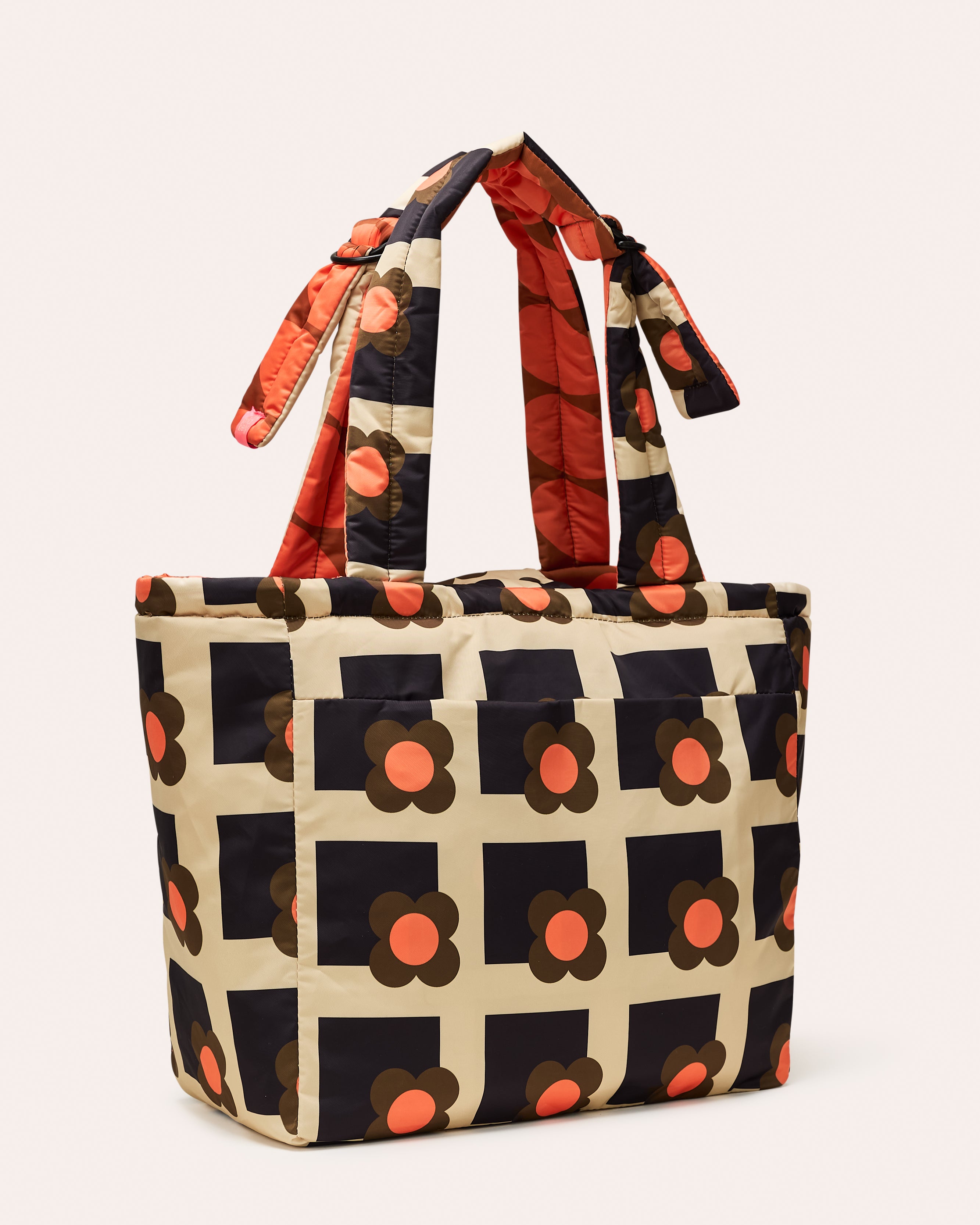 Reversible Puffy Tote - Solid Stem Marmalade and Clementine