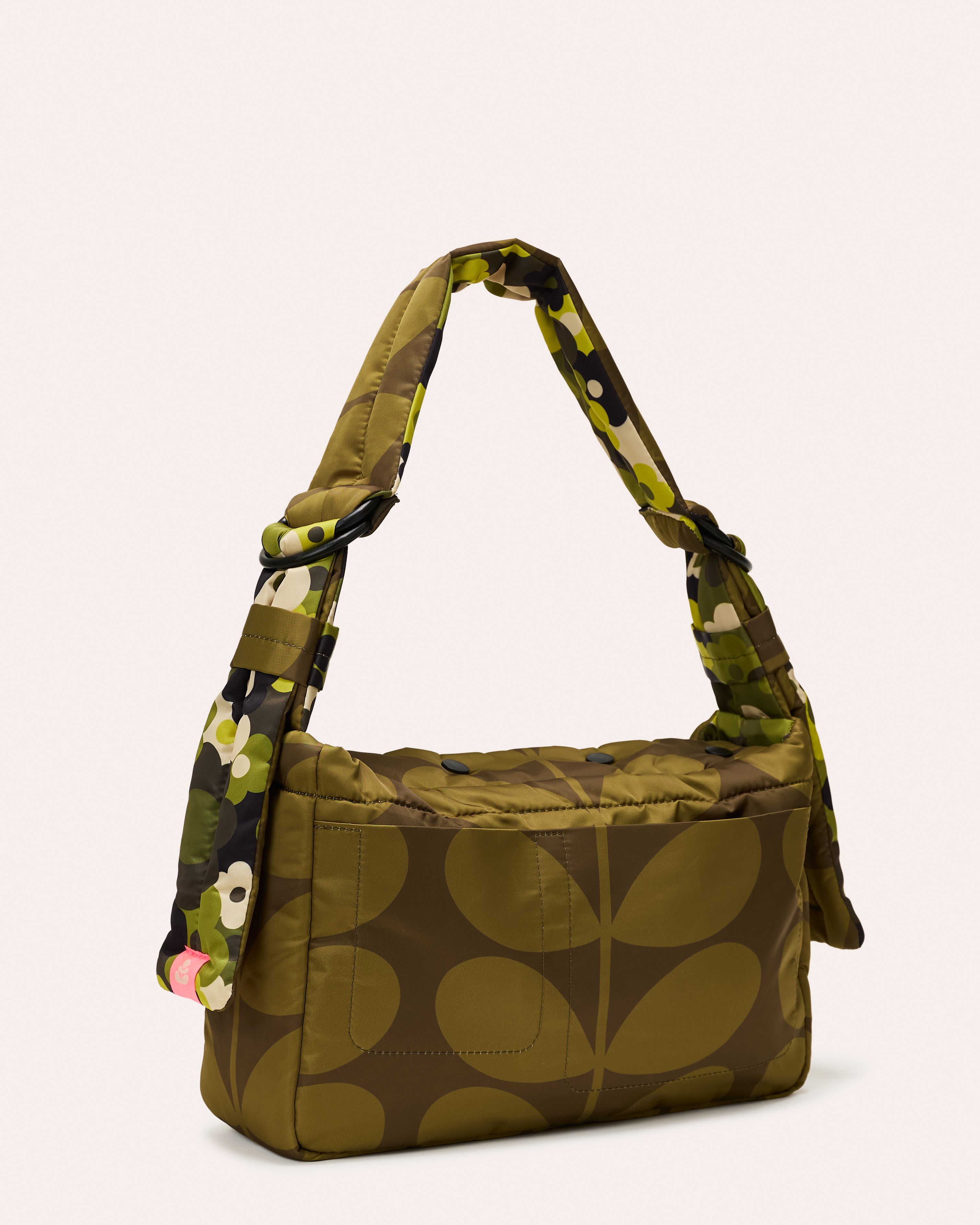 Reversible Puffy Shoulder Bag - Solid Stem Khaki and Fern