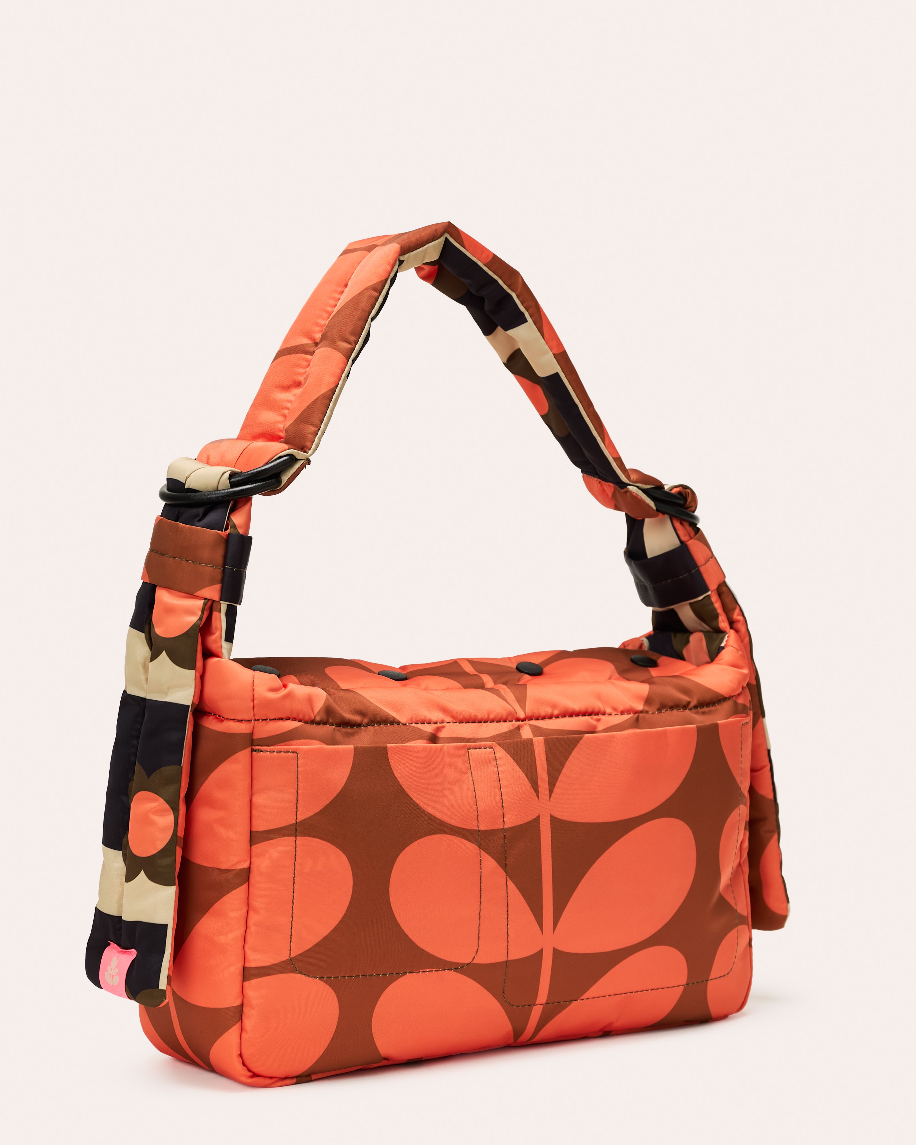 Reversible Puffy Shoulder Bag - Solid Stem Marmalade and Clementine