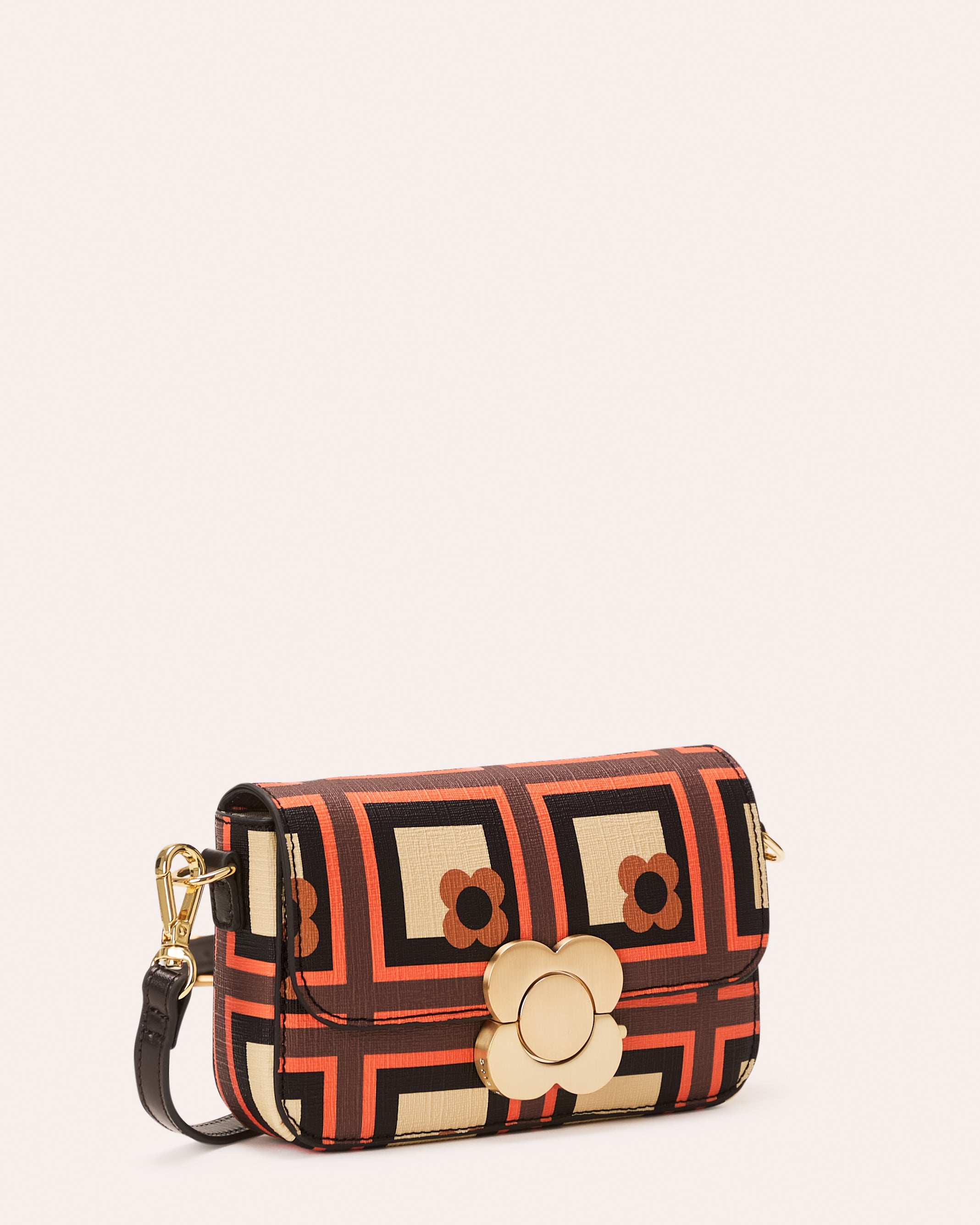 Lena Mini Crossbody - Retro Flower Check Orange
