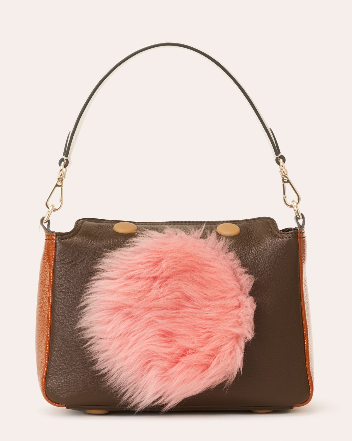 Mini Softie Leather Handbag - Sheepskin Applique Chocolate