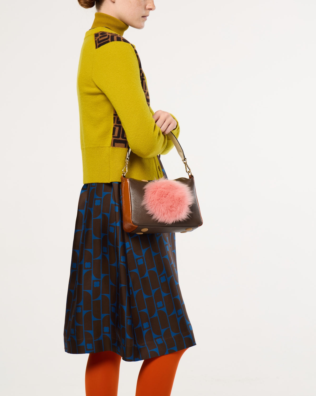 Mini Softie Leather Handbag - Sheepskin Applique Chocolate