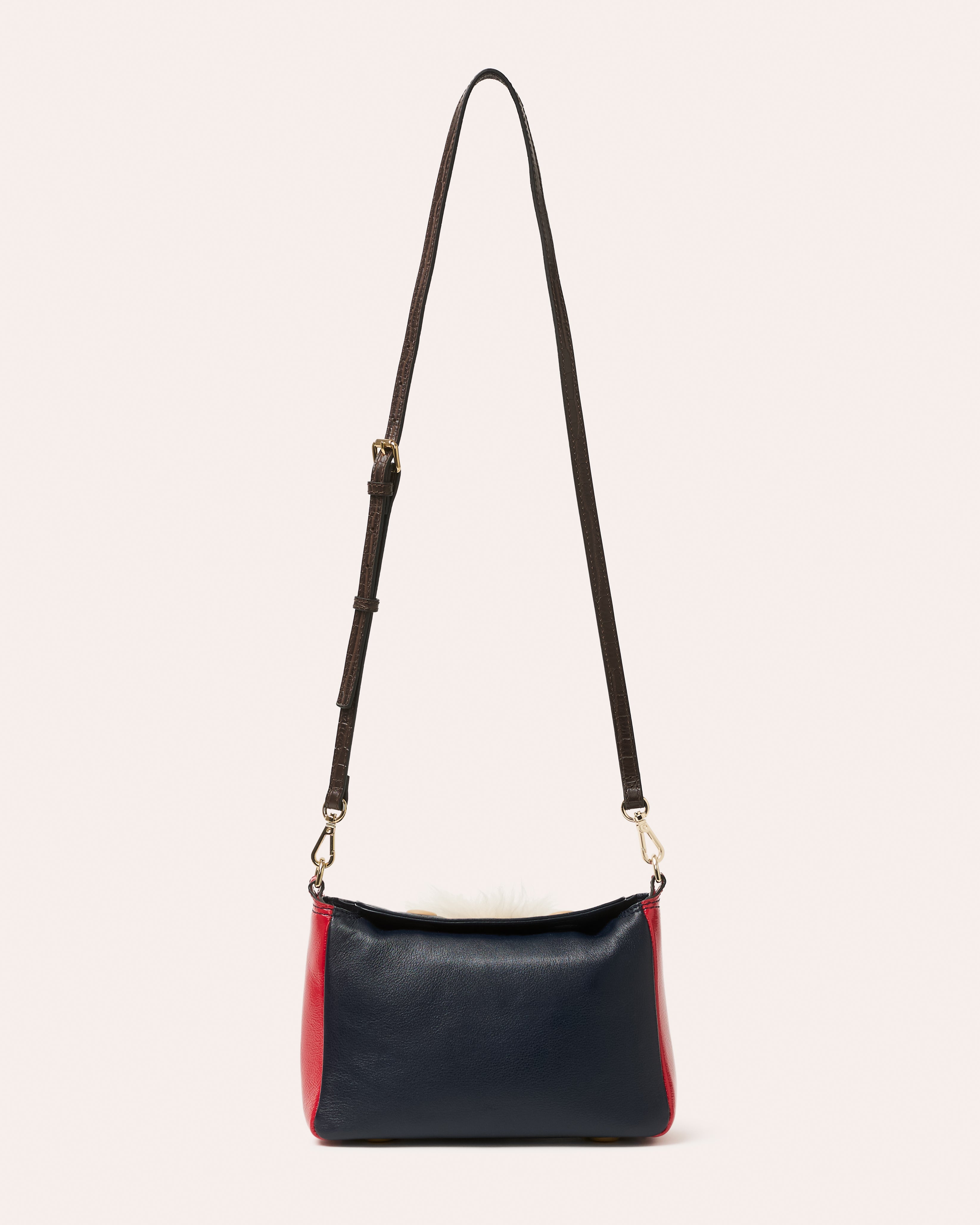 Mini Softie Leather Handbag - Sheepskin Applique Navy