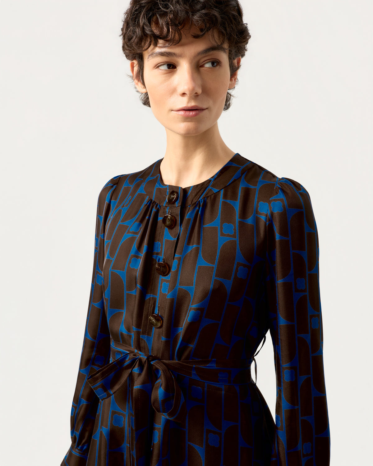 Dora Silk Dress - Metro Tile Ink