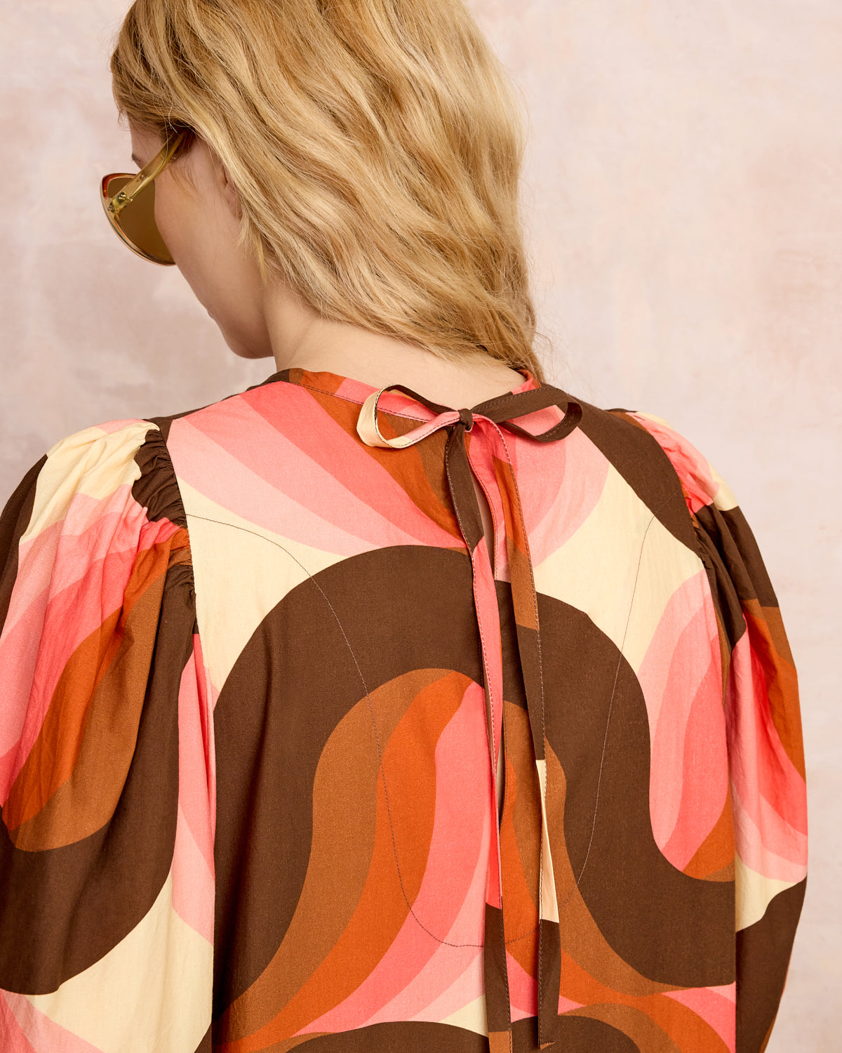 Bella Puff Sleeve Dress Giant Rolling Wave