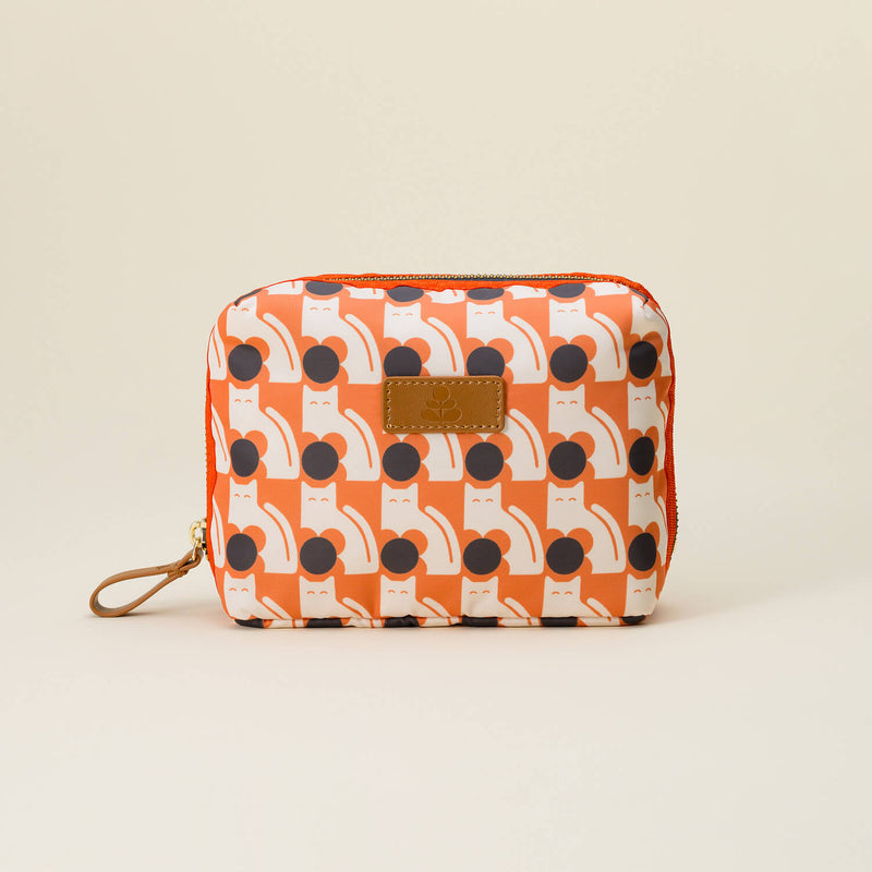 Orla Kiely Happy Holiday Medium Pouch Poppy Cat Orange