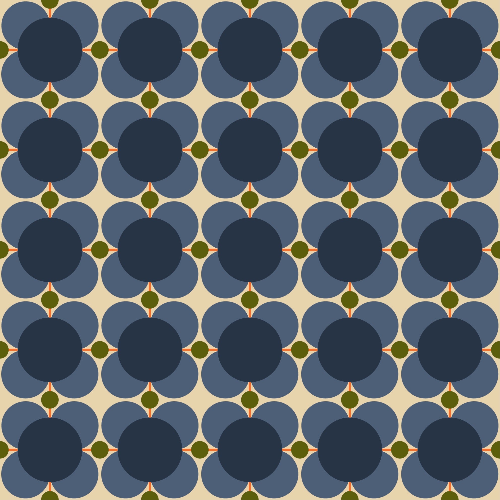 Atomic Flower Indigo Wallpaper Sample