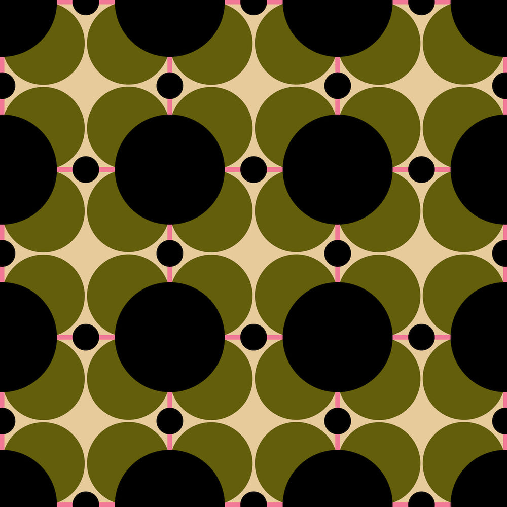 Atomic Flower Wallpaper Khaki Green - 70cm x 10m | Orla Kiely