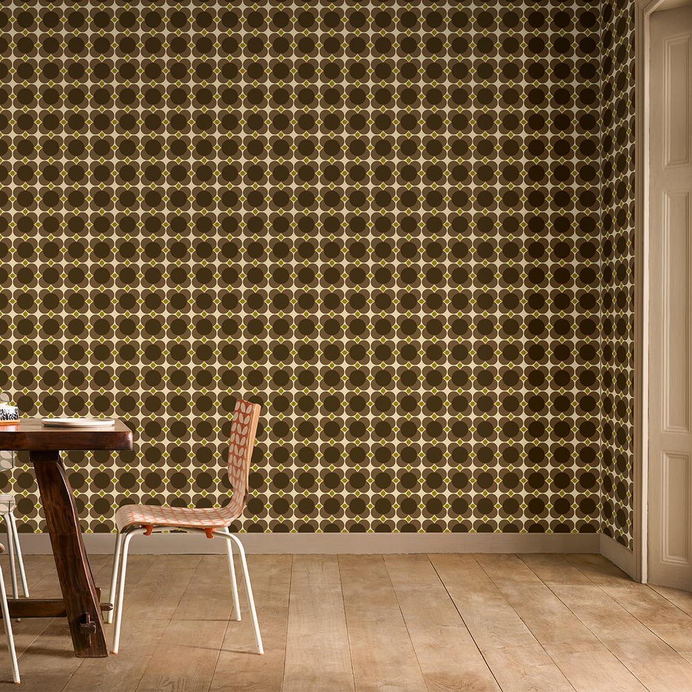 Atomic Flower Wallpaper - Mink - 70cm x 10m | Orla Kiely
