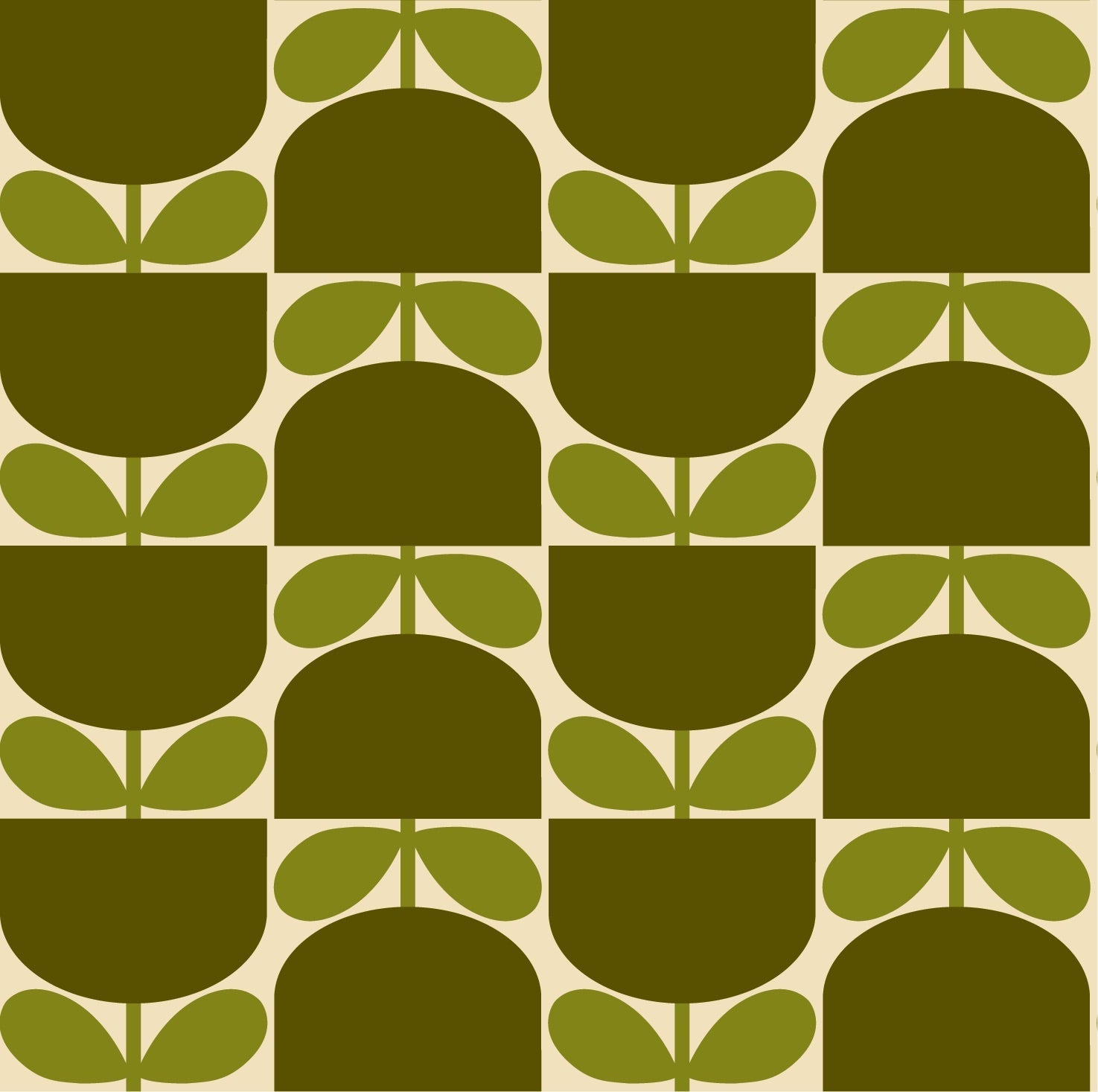 Block Stem Burnt Olive Wallpaper