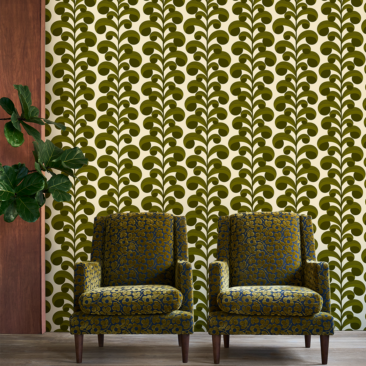 Calathea Dark Moss Wallpaper