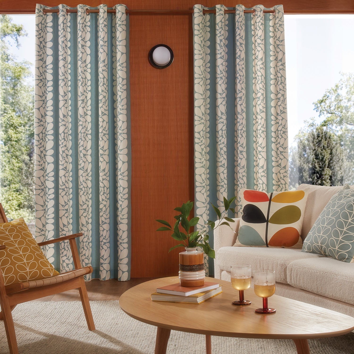 Sycamore Stripe Lined Eyelet Curtains Duckegg