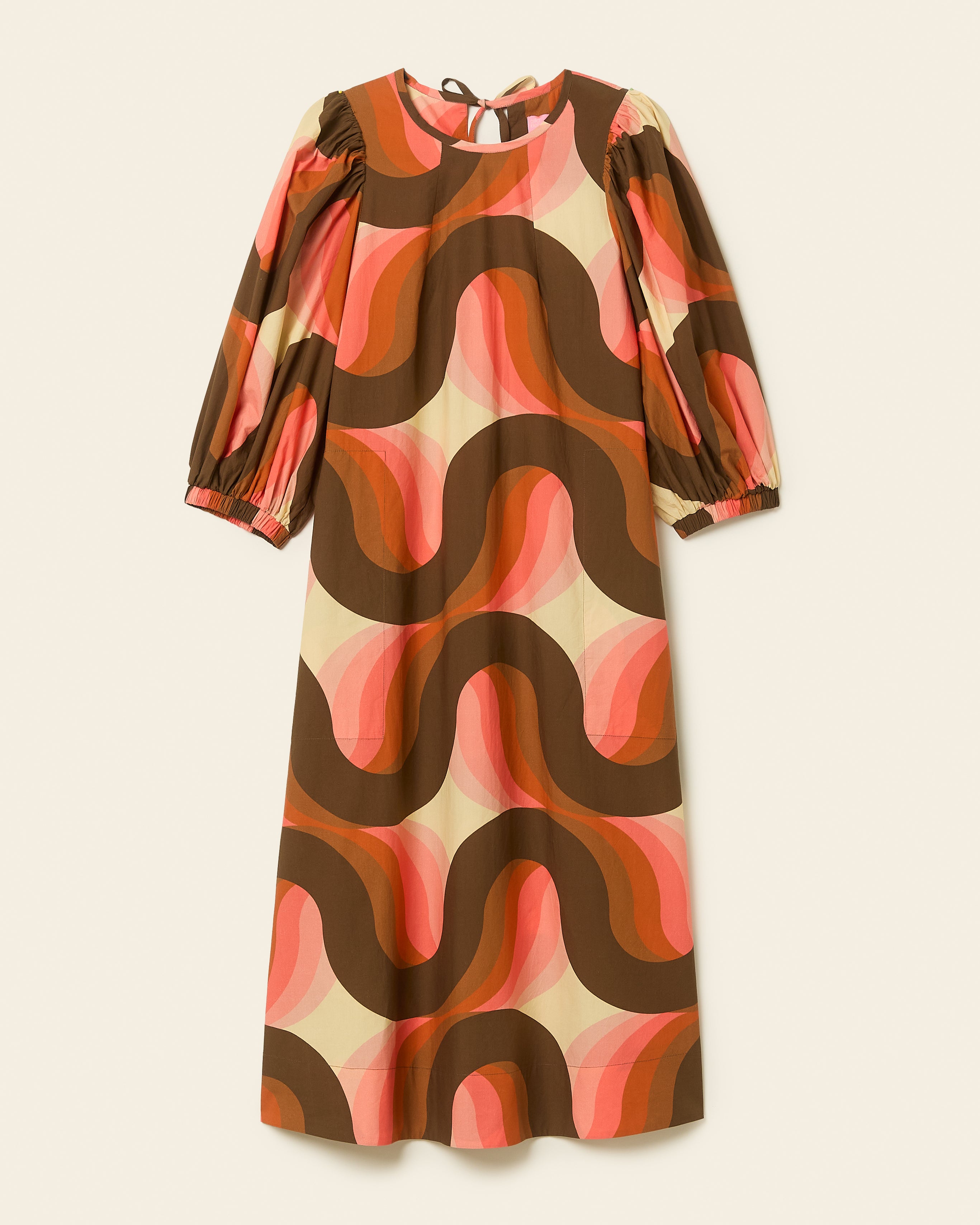 Bella Puff Sleeve Dress Giant Rolling Wave