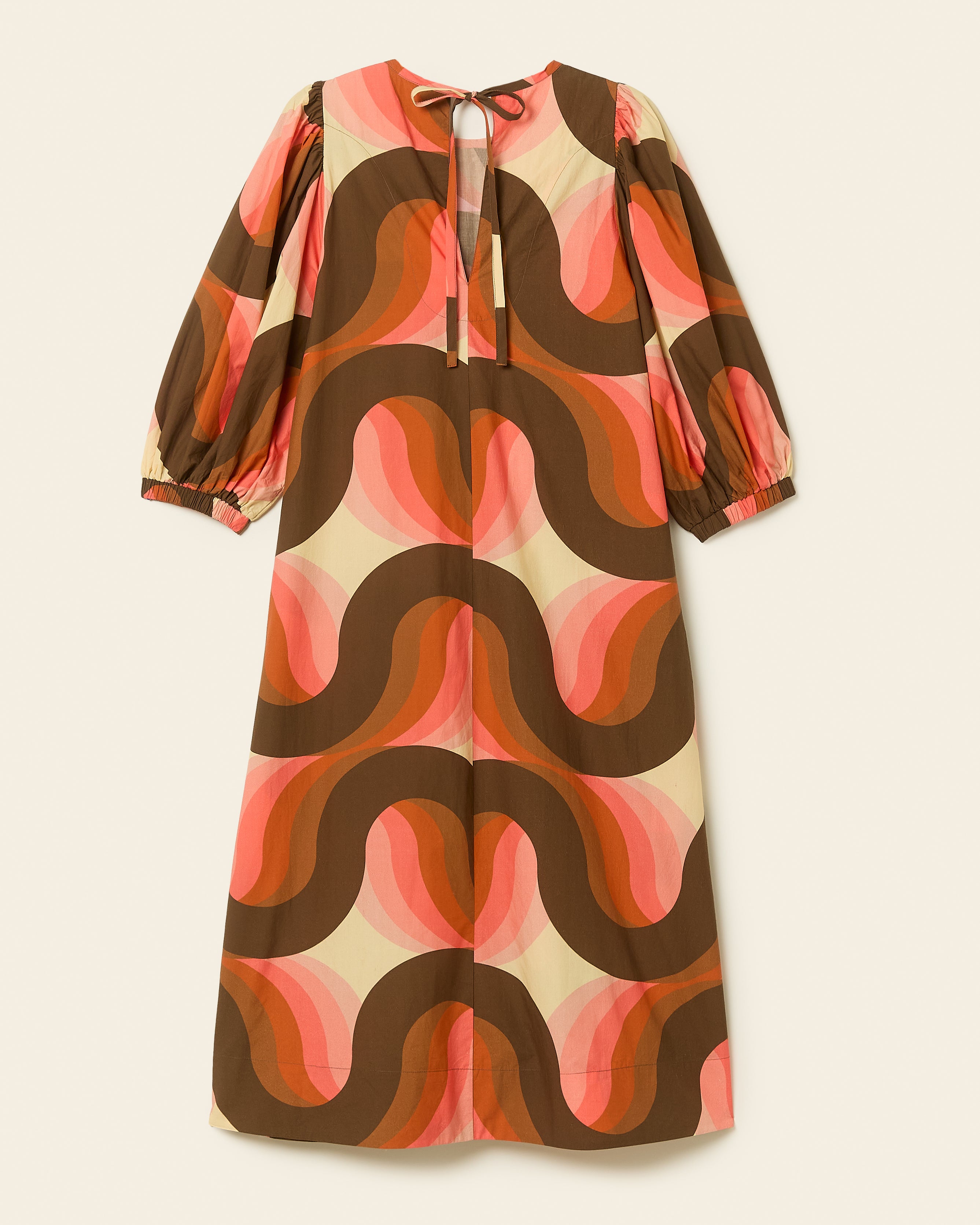 Bella Puff Sleeve Dress Giant Rolling Wave