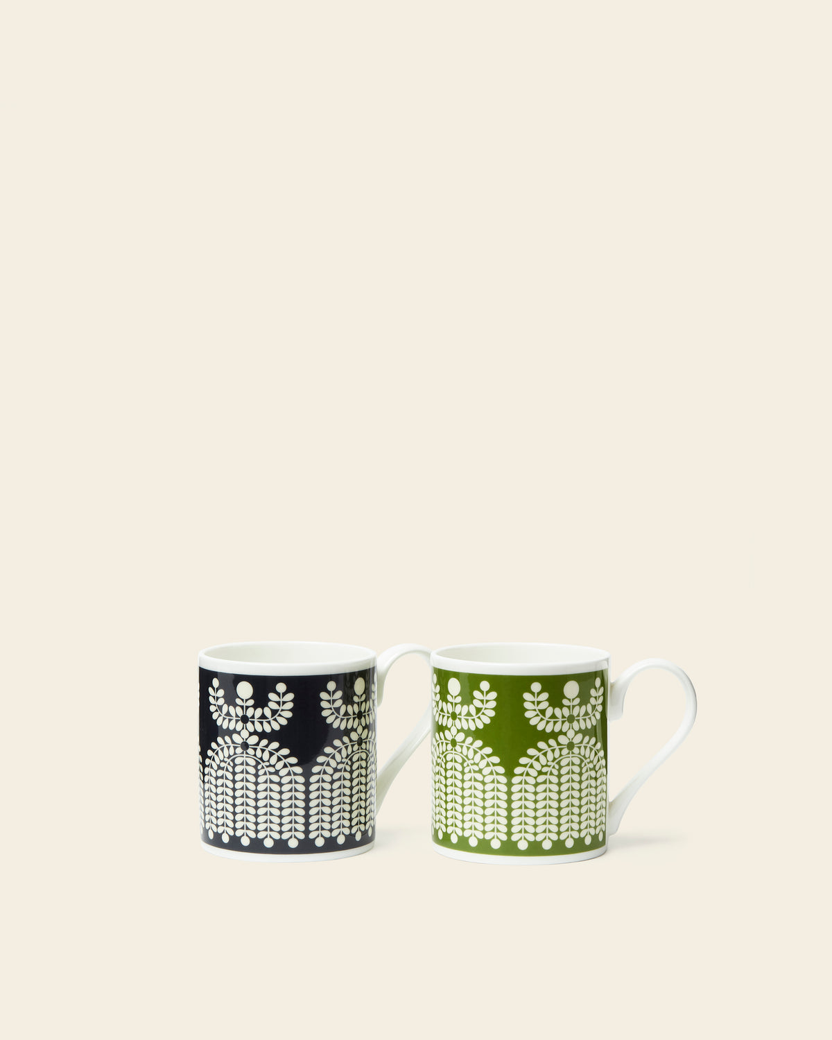Standard Mug Set of 2 - Folk Girl Green/Navy