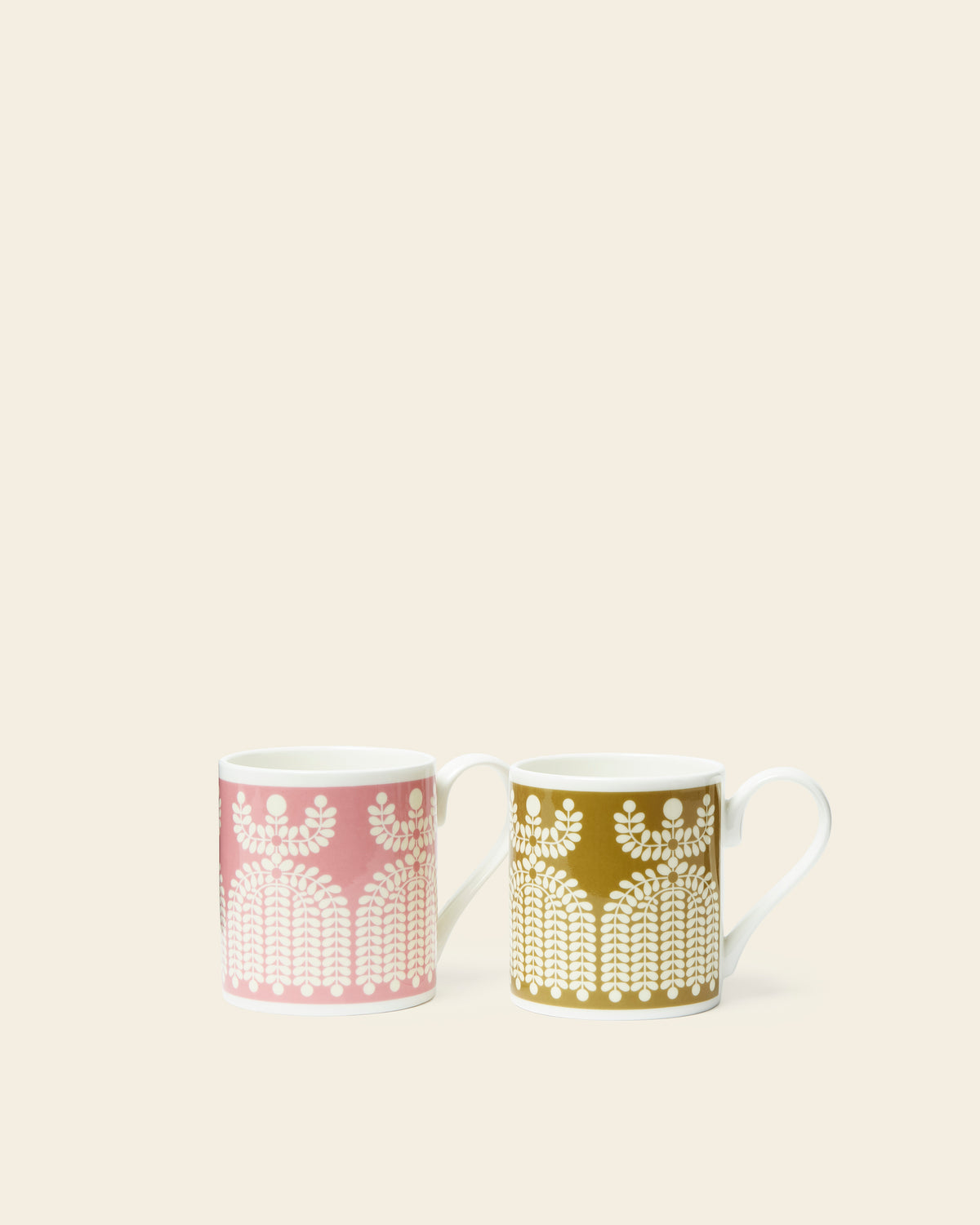 Standard Mug Set 2 Folk Ochre Pink