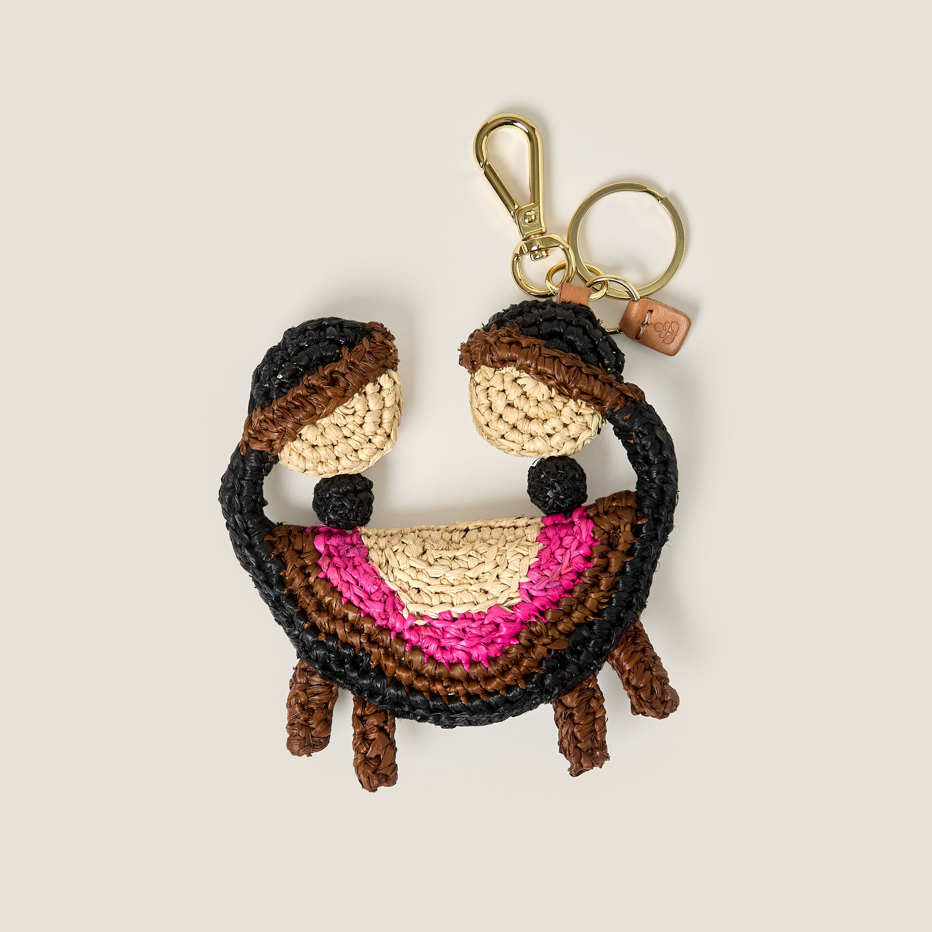 Crab Raffia Keyring - Monochrome