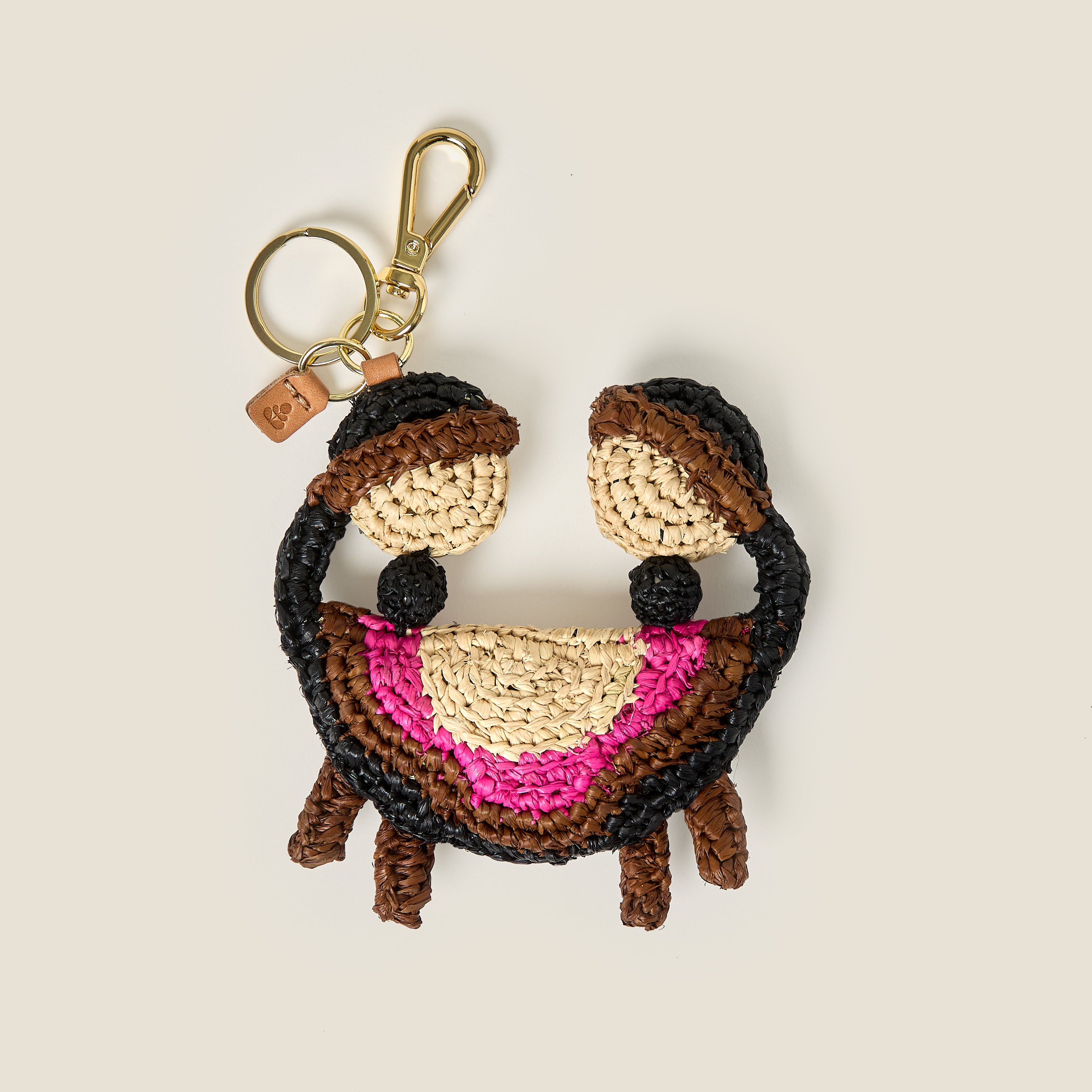 Crab Raffia Keyring - Monochrome