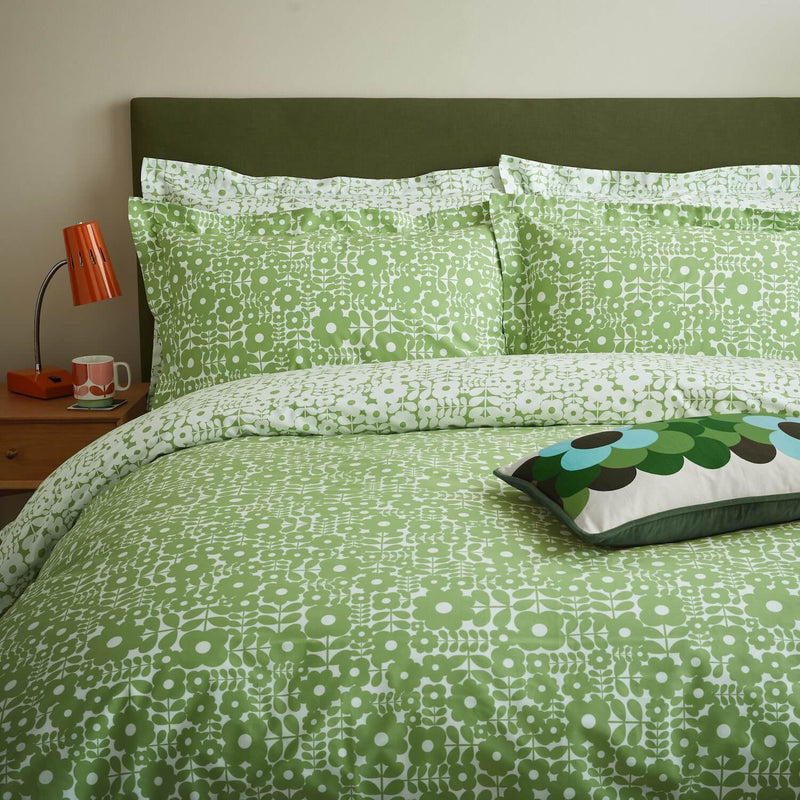 Criss Cross Stem Bed Linen Basil Green