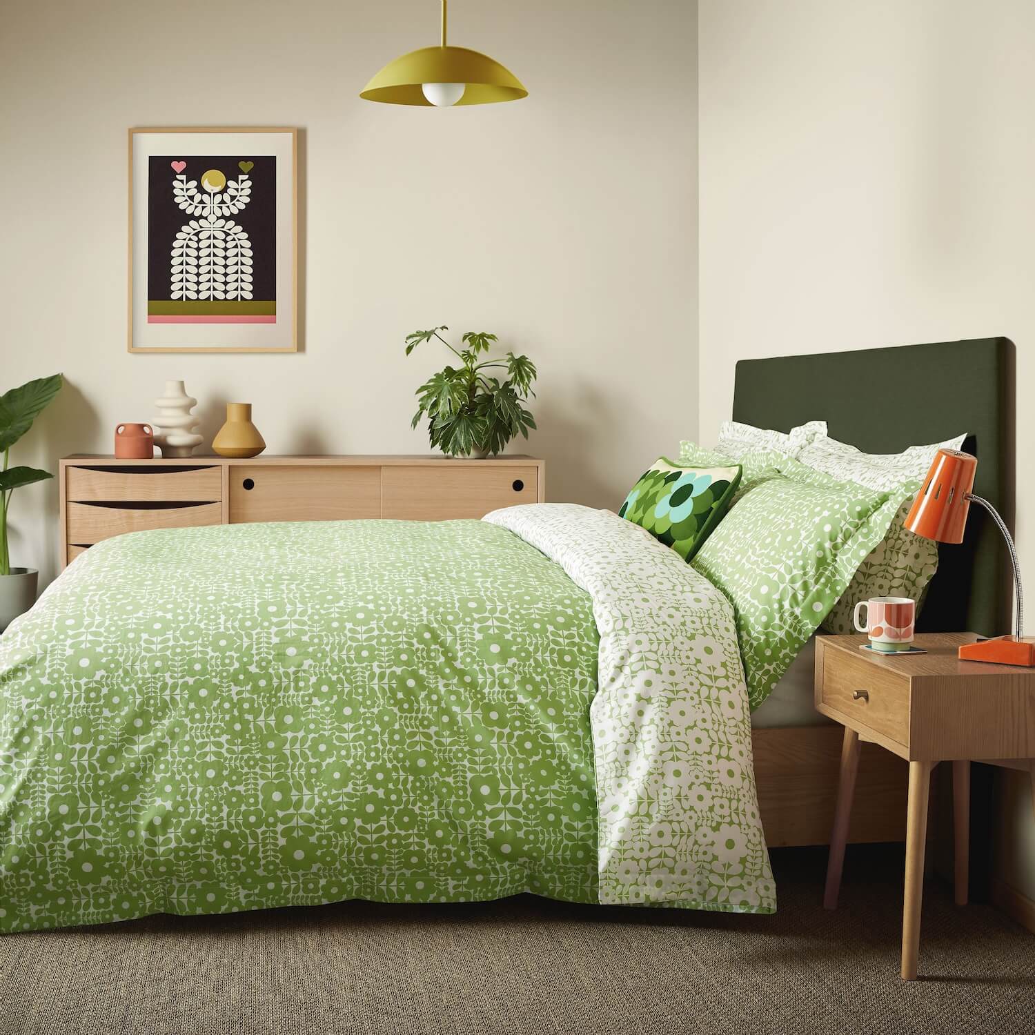 Criss Cross Stem Bed Linen Set Basil
