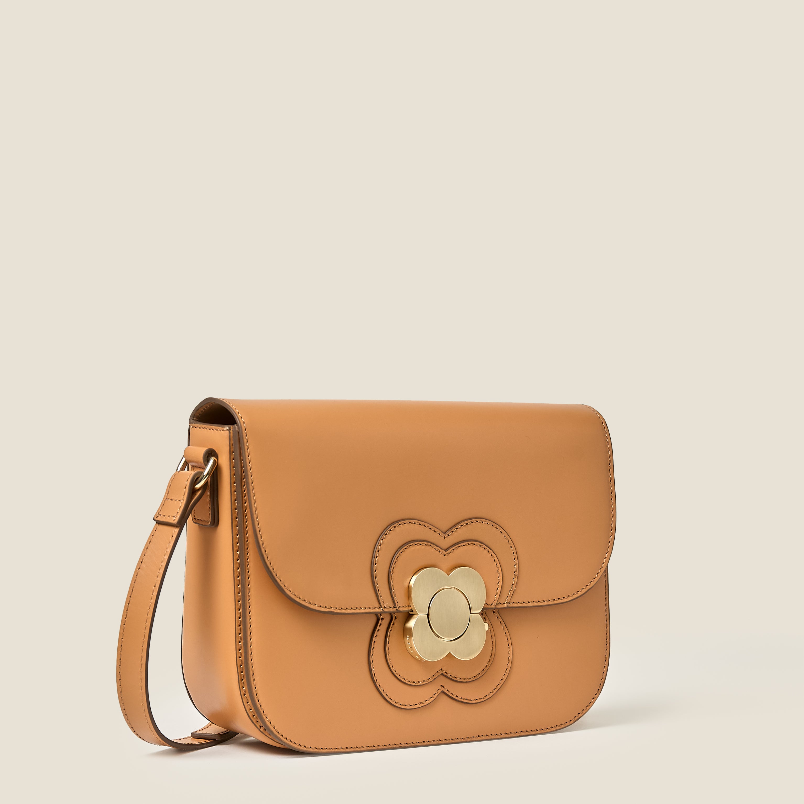 Eclipse Leather Crossbody Bag - Light Tan