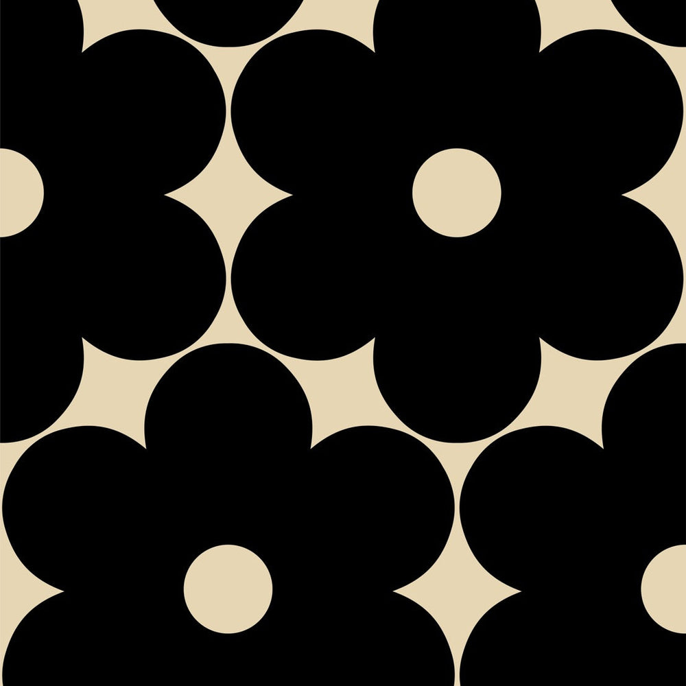 Flower Power Wallpaper - Black - Sample | Orla Kiely