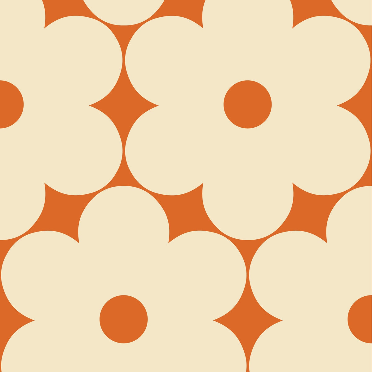 Flower Power Cream Tomato Wallpaper Sample