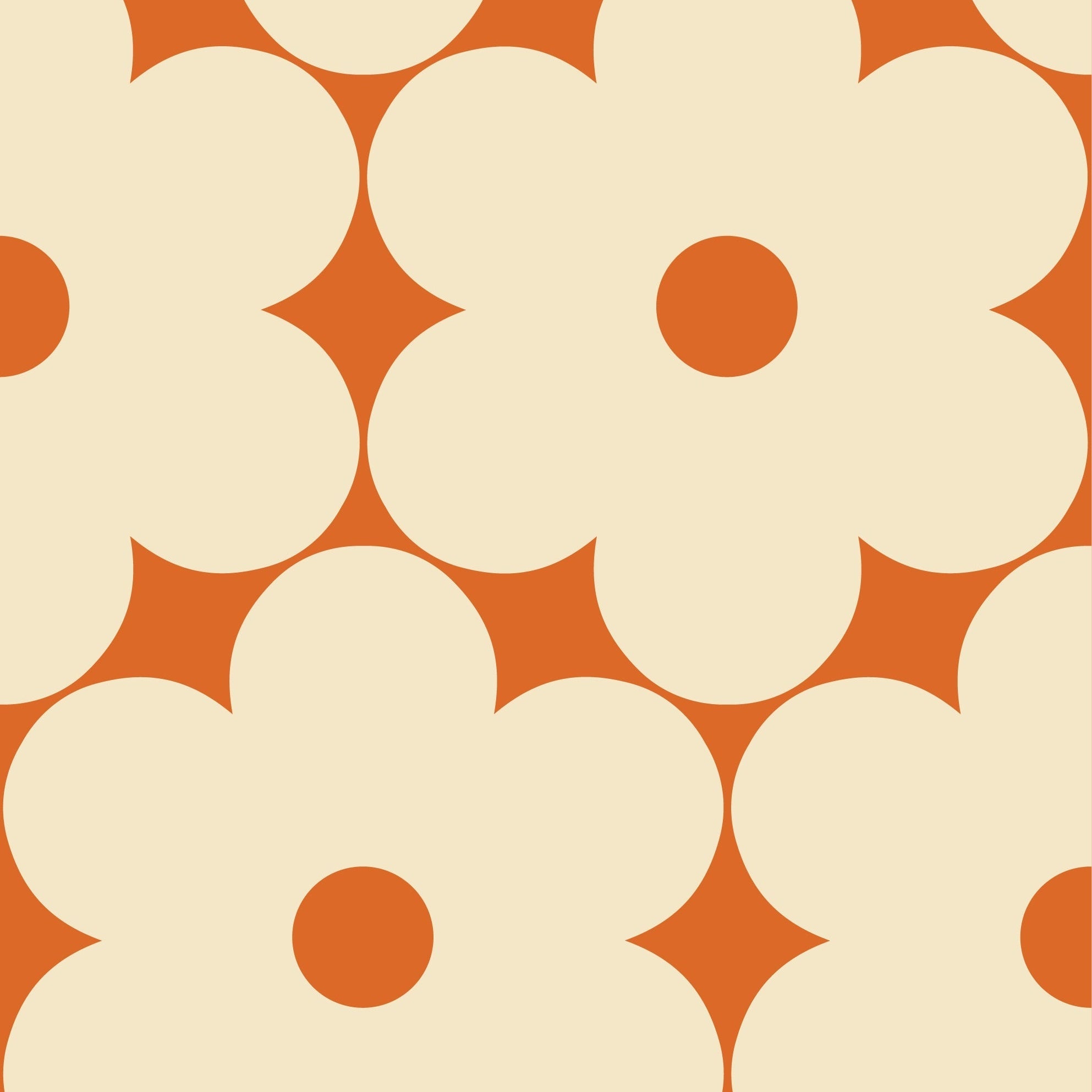 Flower Power Cream/Tomato Wallpaper