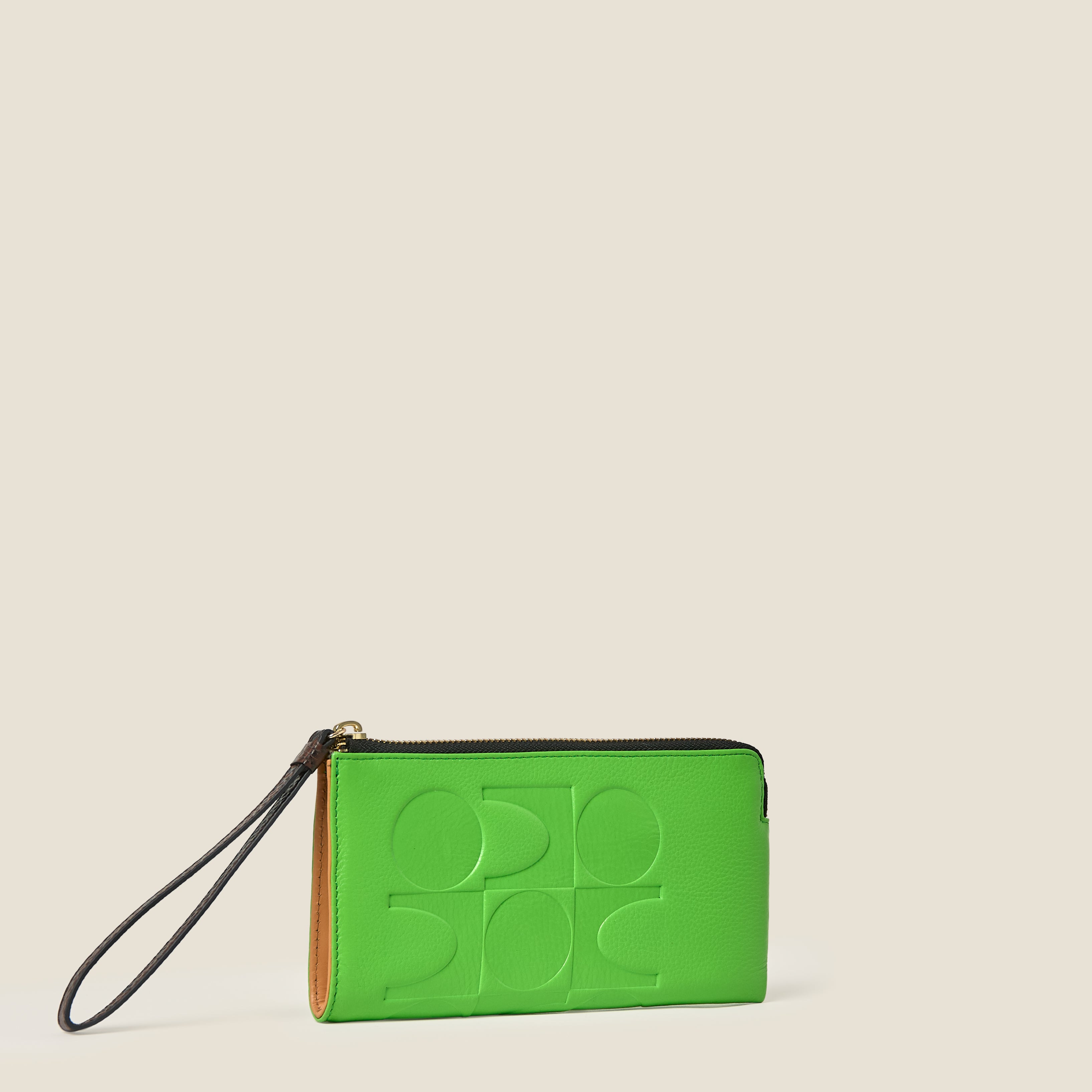 Flat Zip Leather Wallet - Lawn Green