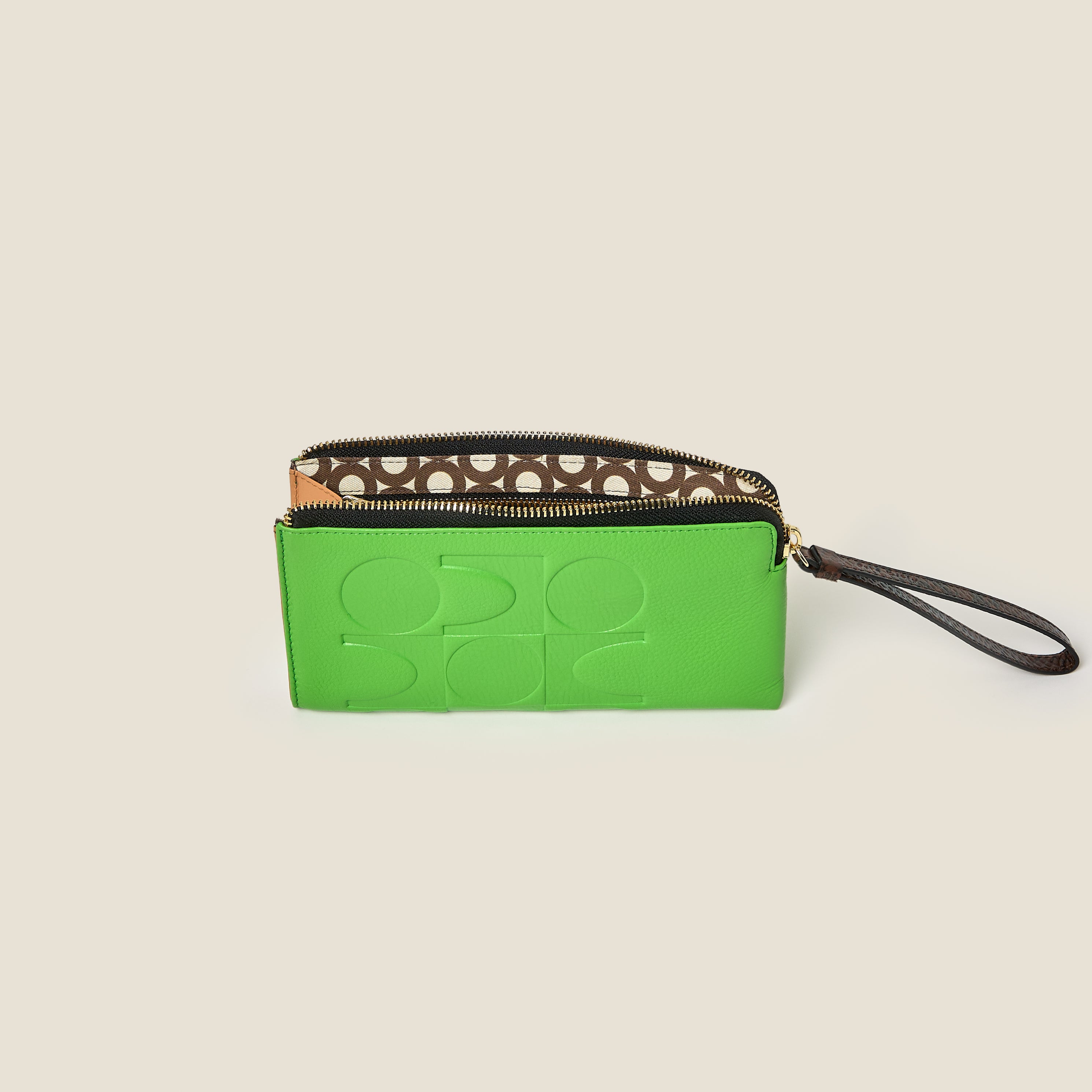 Flat Zip Leather Wallet - Lawn Green