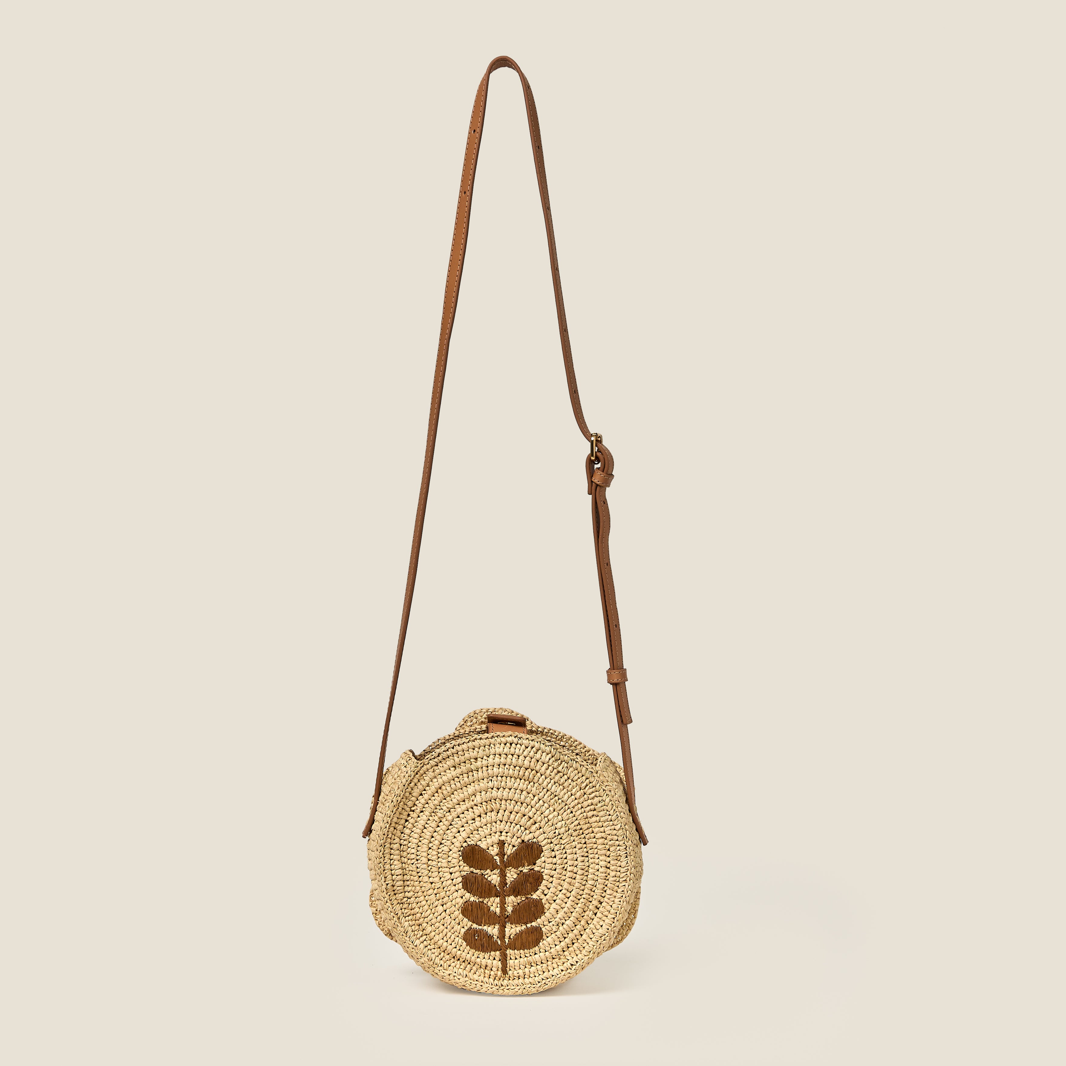 Flower Circle Raffia Crossbody - Natural