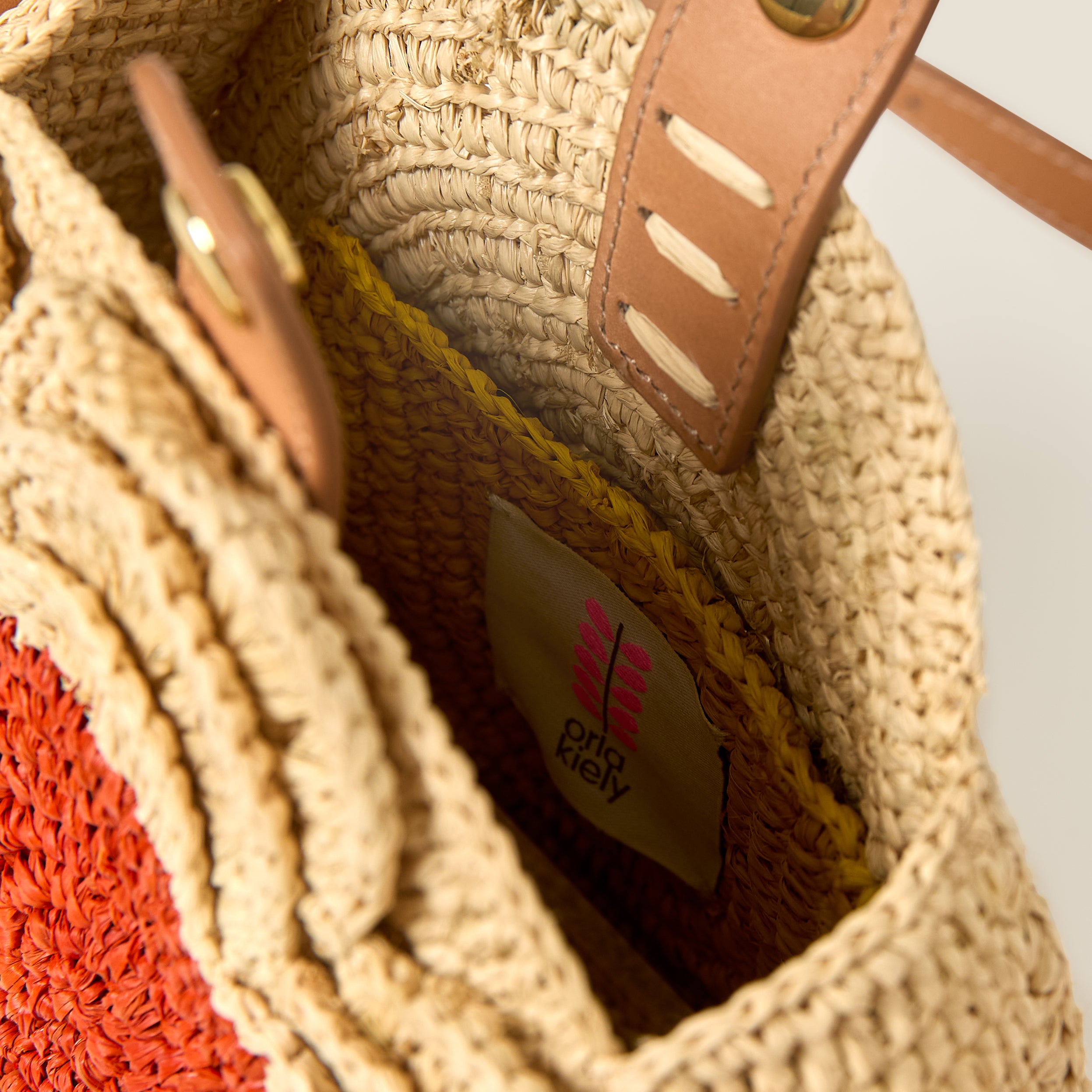 Flower Circle Raffia Crossbody - Natural