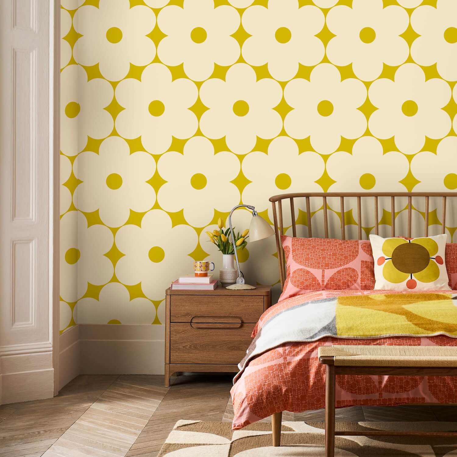 Flower Power Cream/Dandelion Wallpaper