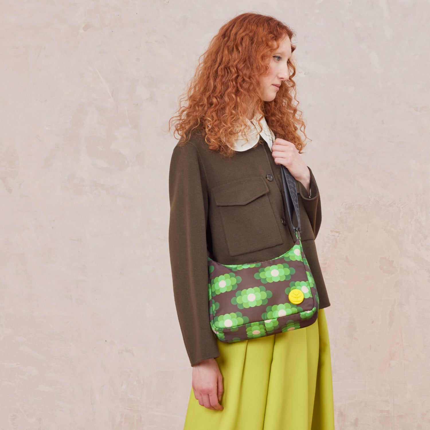 Ratio Small Hobo Bag Flower Haze Neon Green