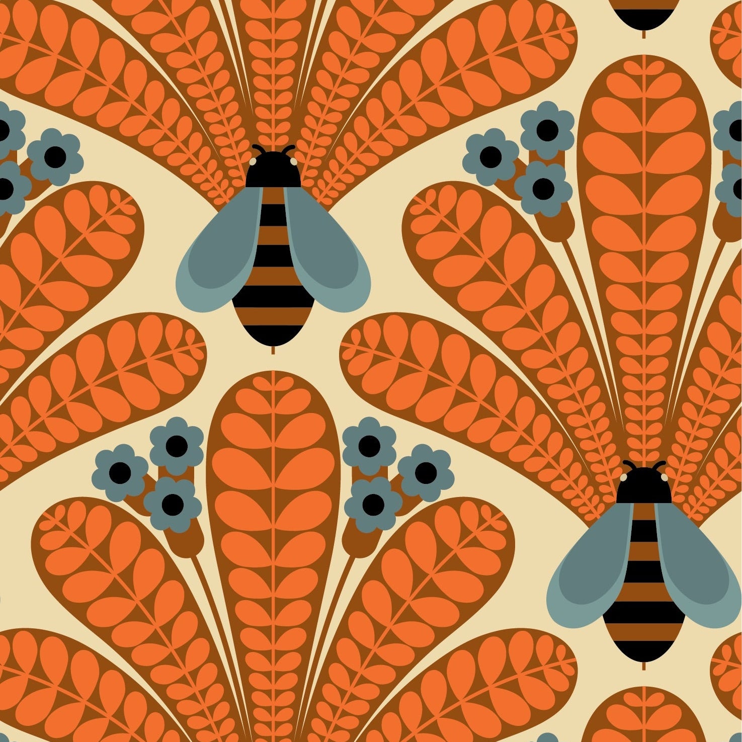 Honey-Bee Terracotta Wallpaper Sample