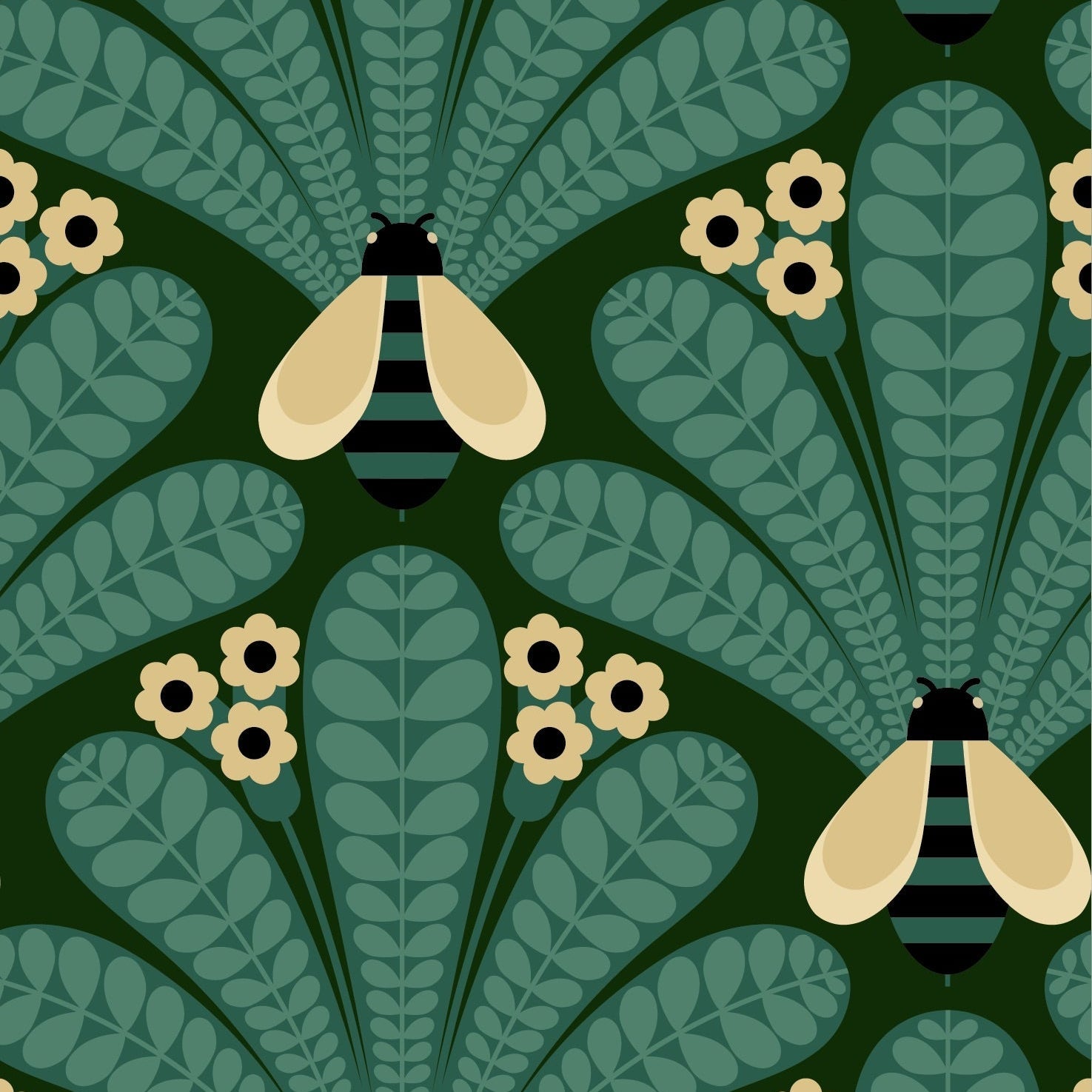 Honey-Bee Turquoise Wallpaper