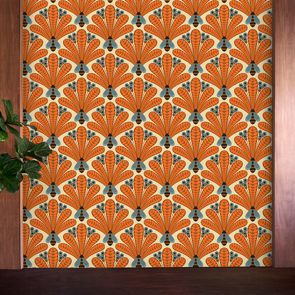 Honey-Bee Terracotta Wallpaper