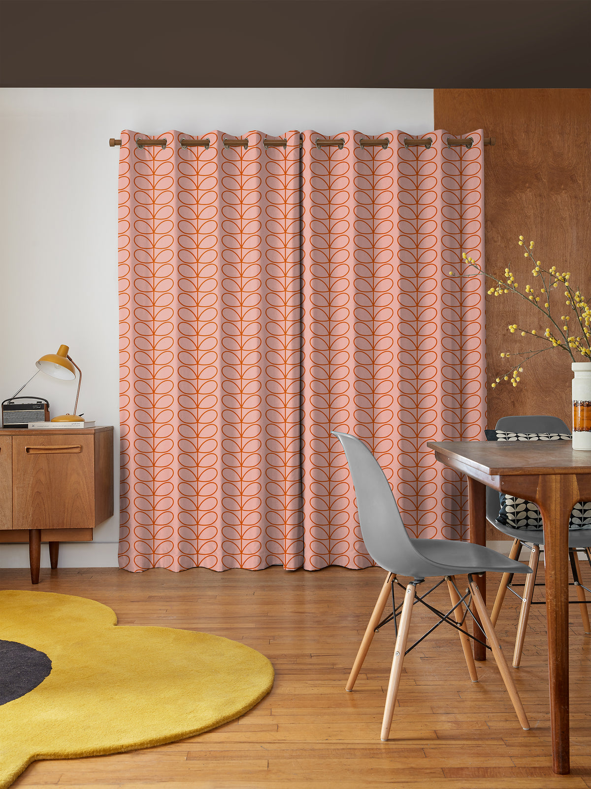 Linear Stem Pink & Tomato Made to Measure Curtain