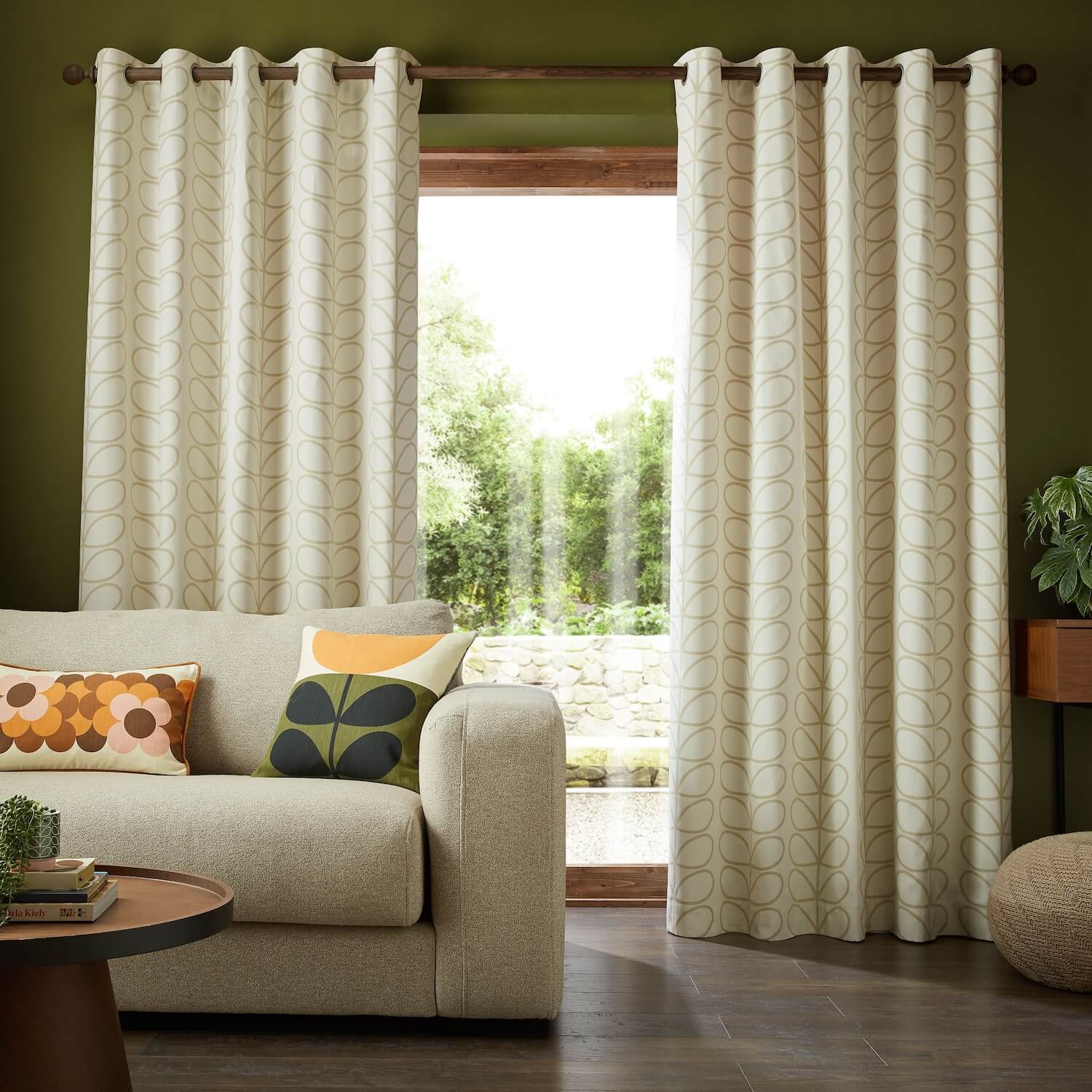 Linear Stem Lined Eyelet Curtains