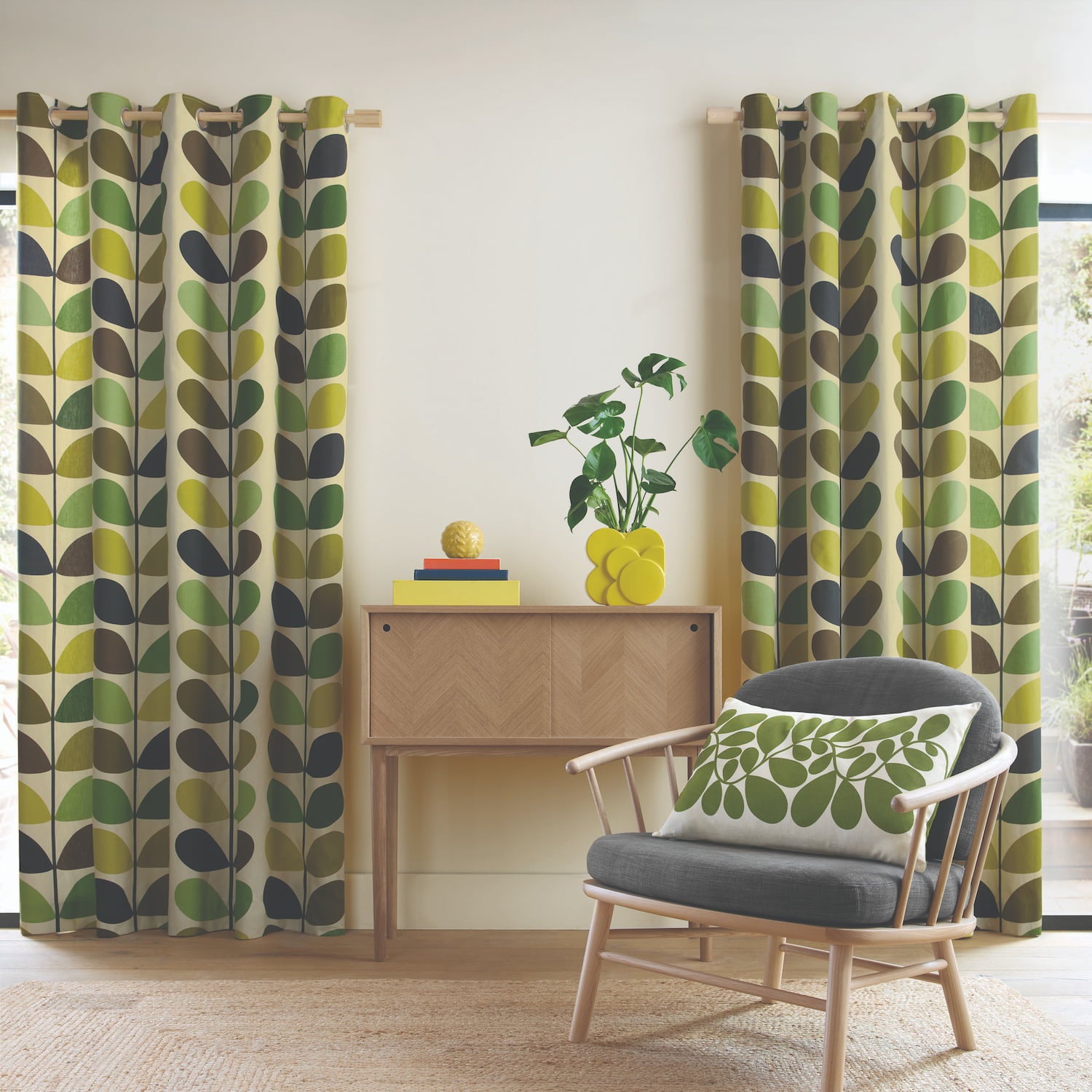 Multi Stem Lined Eyelet Curtains Fern