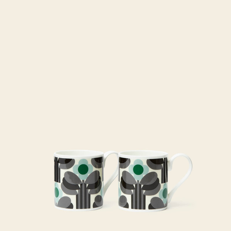 Product Image of two Orla Kiely green Art Deco Mugs