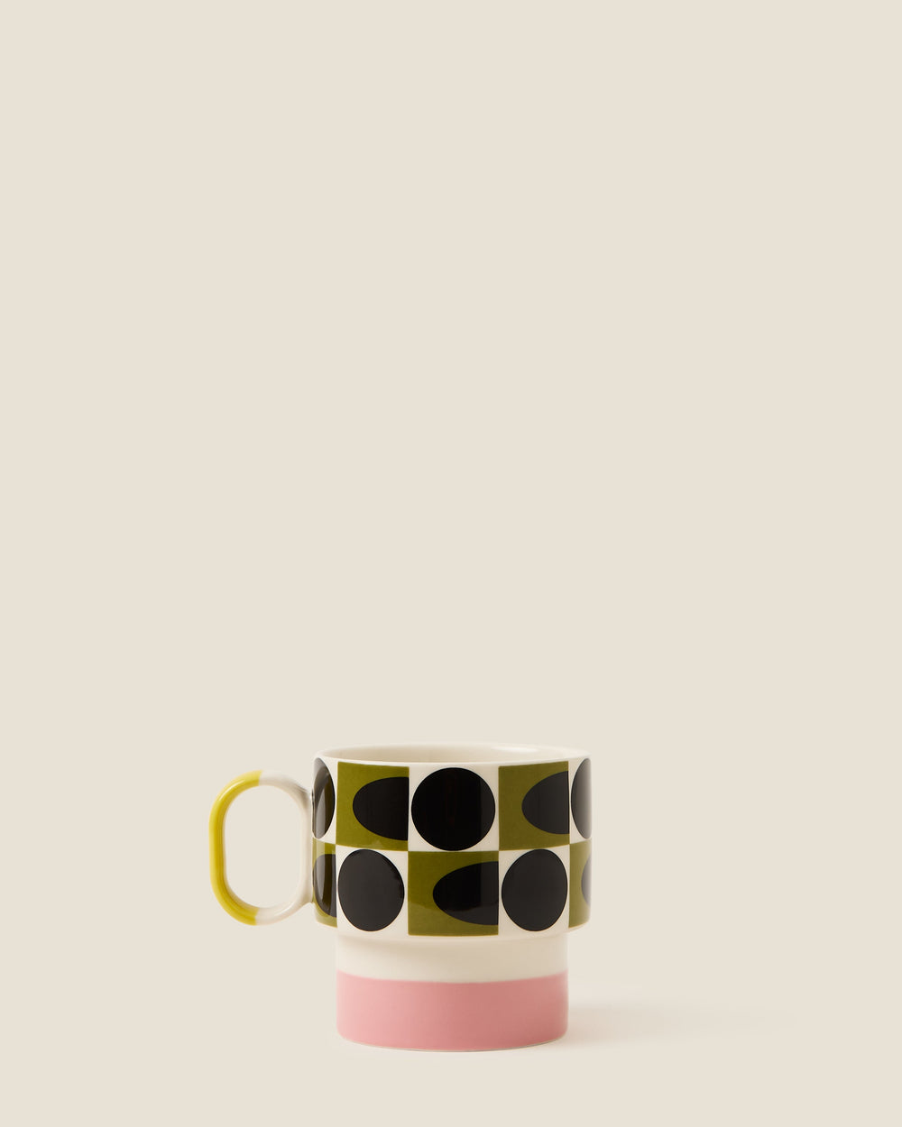 Orla Kiely Spot Square Oval Stacking Mug | Colourful Patterned Ceramic Mug